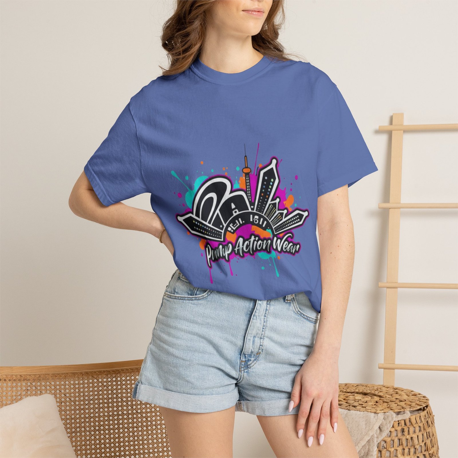 Graffiti Cityscape T-Shirt — Punk Action Wear Graphic Tee - Image 32