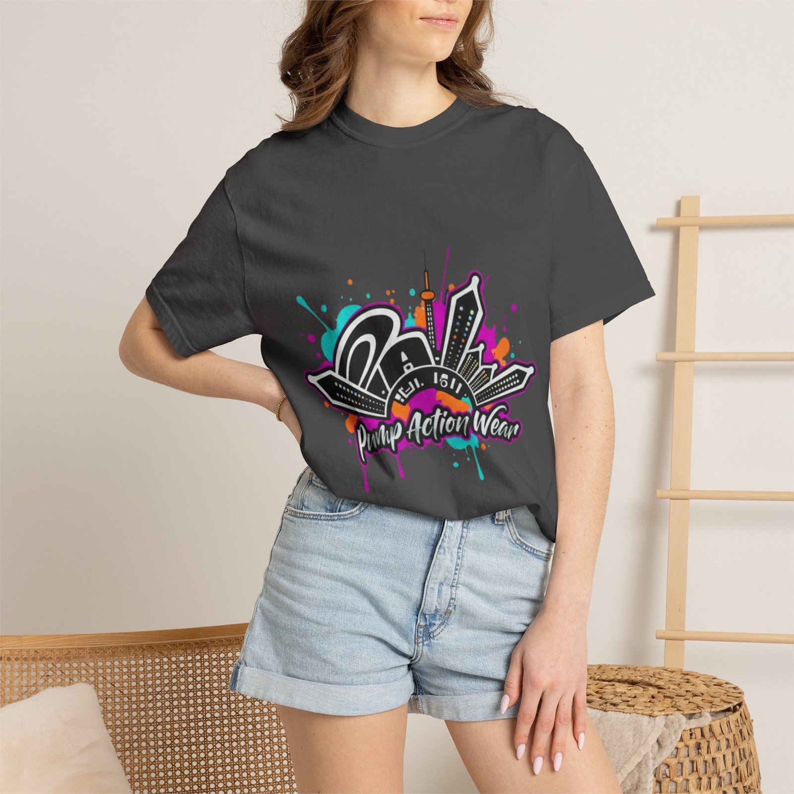 Graffiti Cityscape T-Shirt — Punk Action Wear Graphic Tee - Image 44