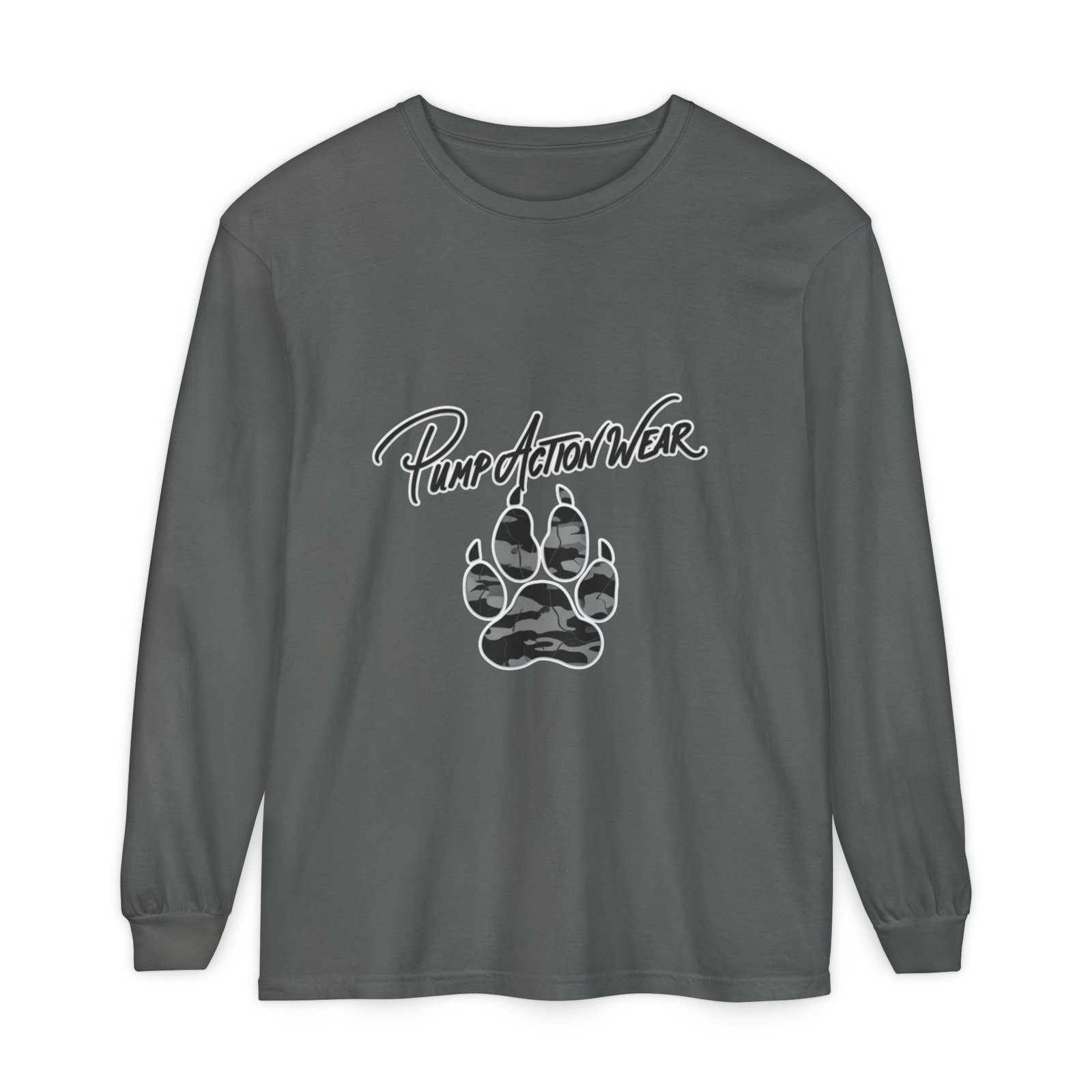 Long Sleeve T-Shirt — "Pump Action Wear" Paw Print Graphic - Image 37