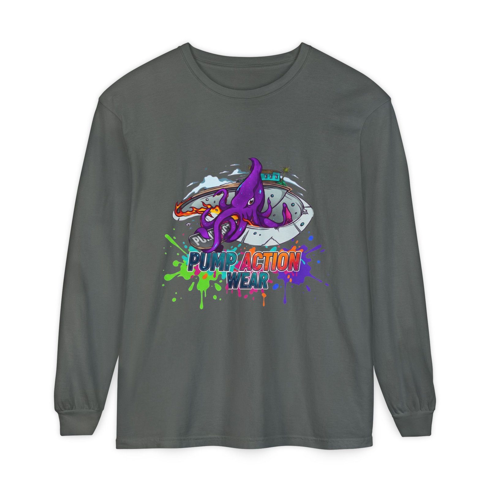 Action Octopus Long Sleeve Tee - "Pump Action Wear" Graphic Shirt - Image 29