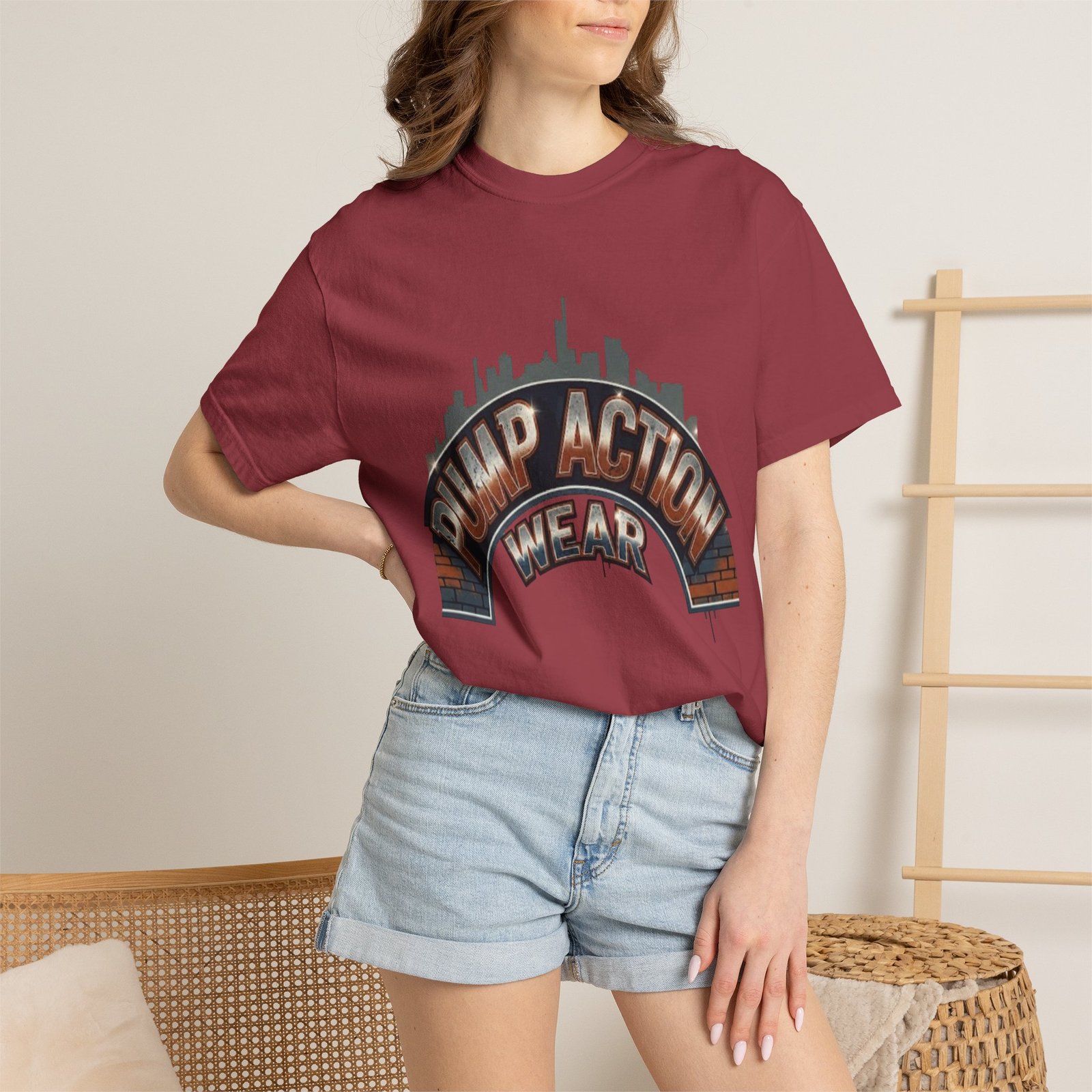 Pump Action Gear T-Shirt — Urban Skyline Retro Graphic Tee - Image 44