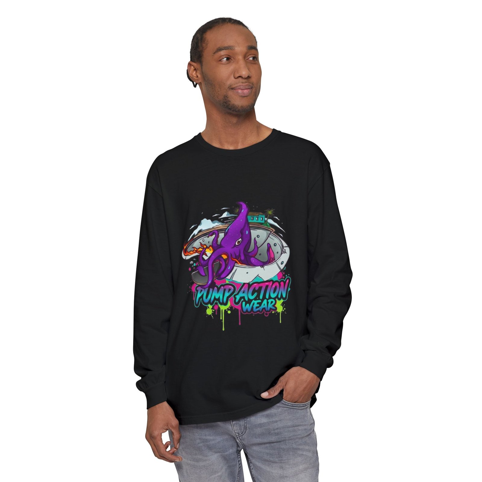 Octopus Skate Graphic Long Sleeve Tee - Image 59