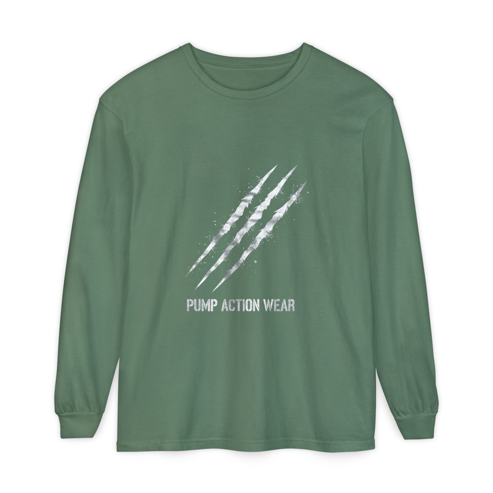 Garment-Dyed Long Sleeve Tee — 'Pure Action Wear' Distressed Claw Graphic - Image 45