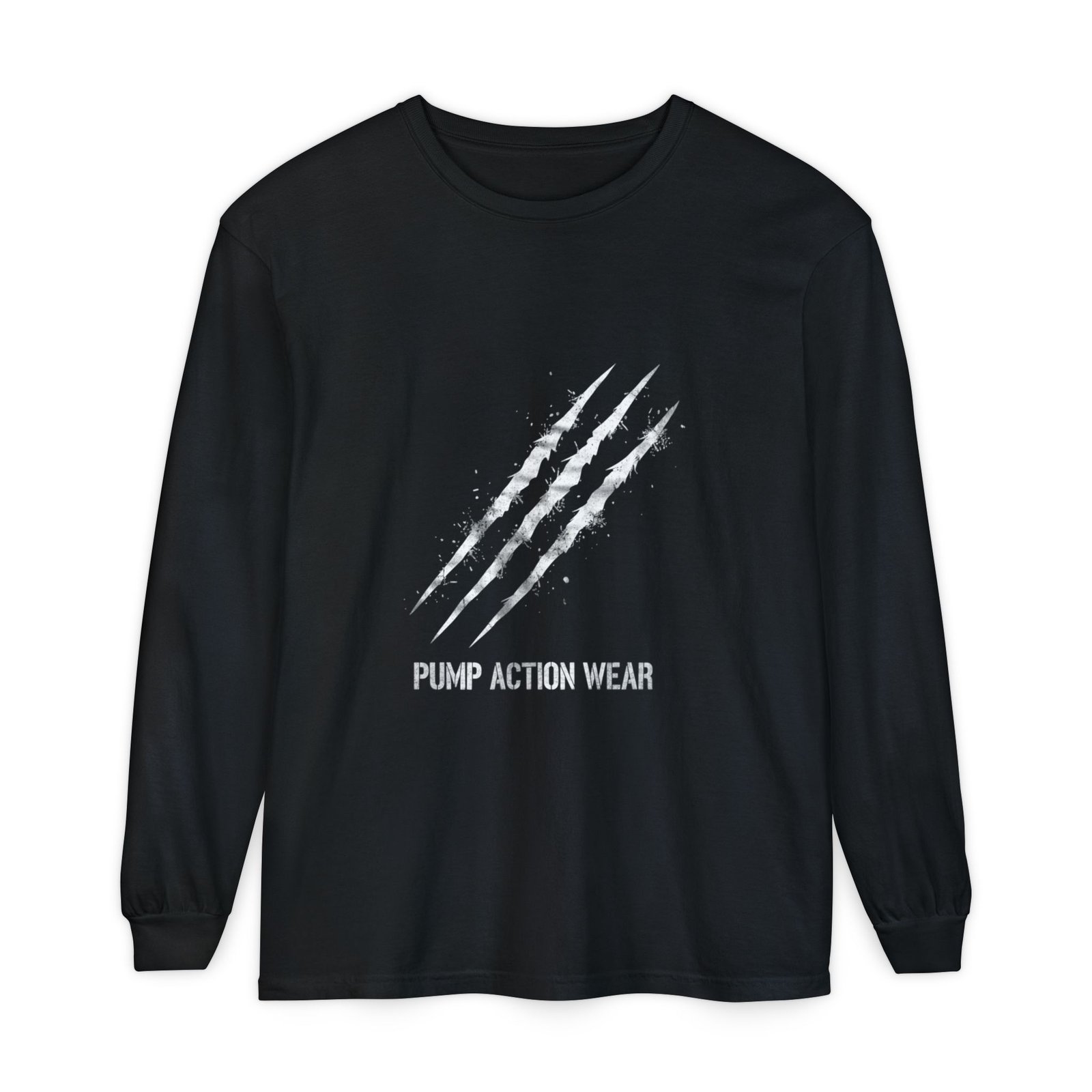 Garment-Dyed Long Sleeve Tee — 'Pure Action Wear' Distressed Claw Graphic - Image 57