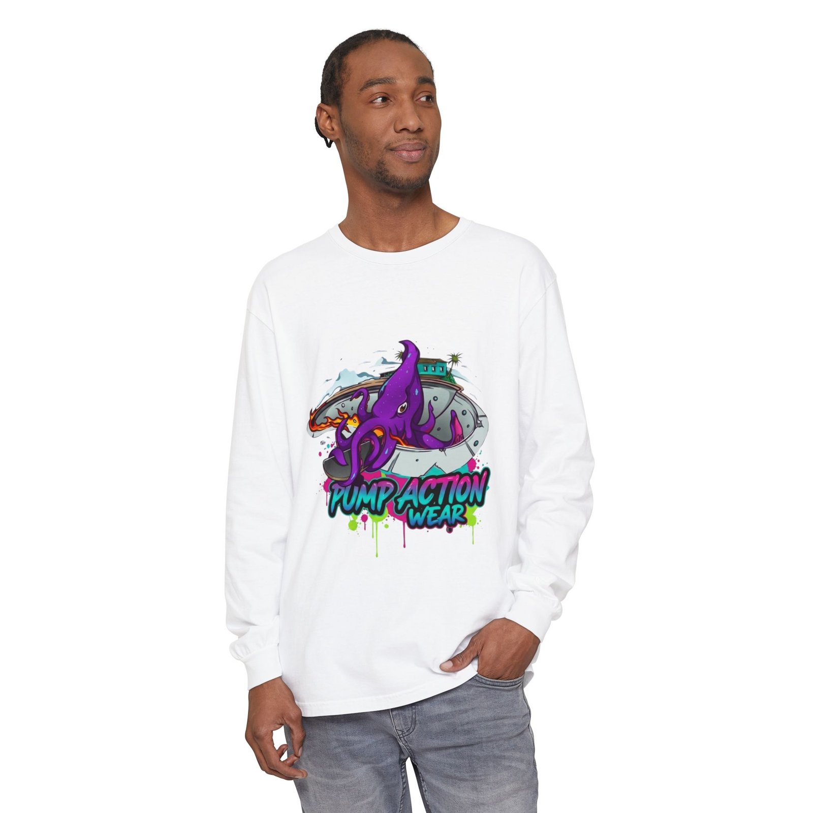 Octopus Skate Graphic Long Sleeve Tee - Image 3