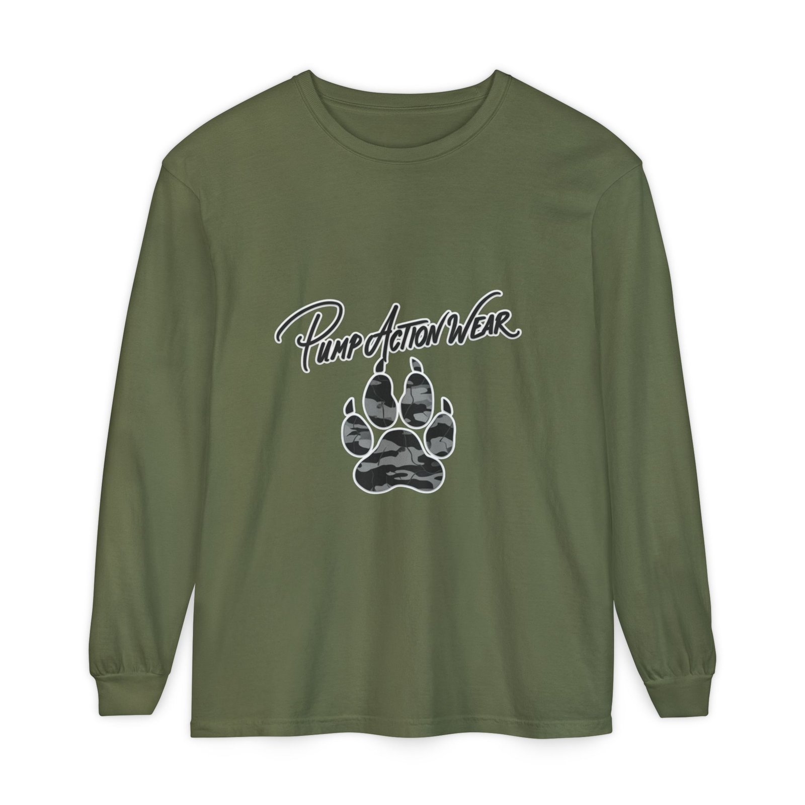 Long Sleeve T-Shirt — "Pump Action Wear" Paw Print Graphic - Image 45