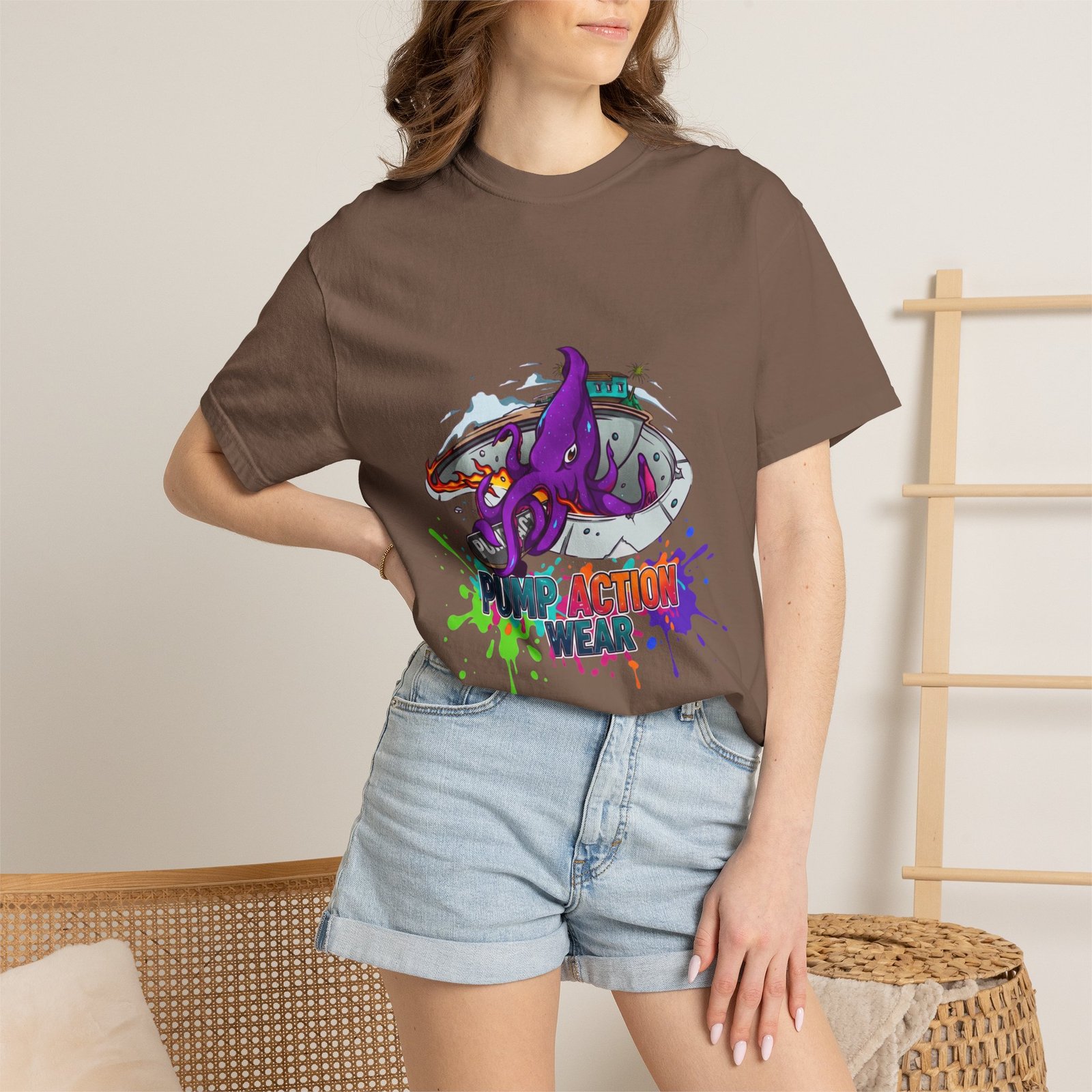 Octopus Paint Splash T-Shirt — "Full Action Wear" Graphic Tee - Image 16
