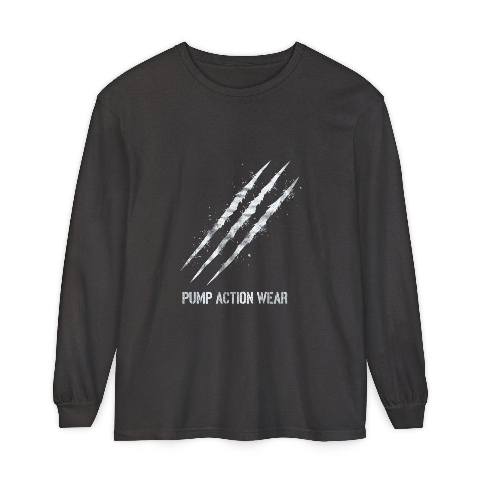 Garment-Dyed Long Sleeve Tee — 'Pure Action Wear' Distressed Claw Graphic - Image 53