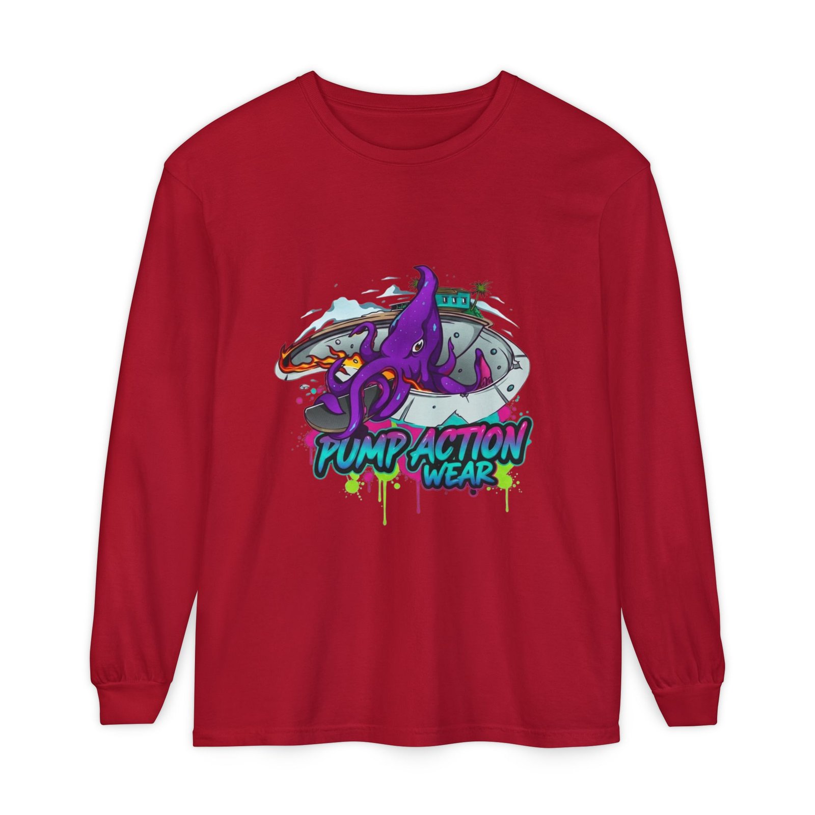 Octopus Skate Graphic Long Sleeve Tee - Image 65