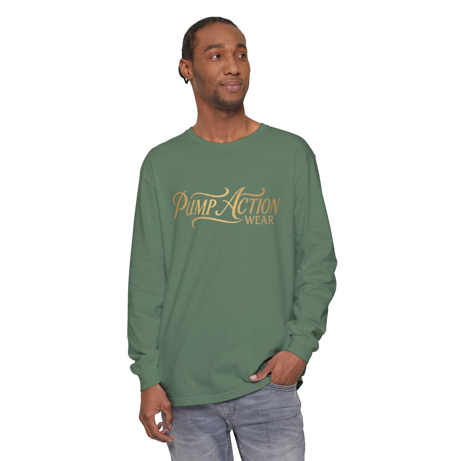 Pump Action Wear Long Sleeve Tee — Script Logo Graphic Shirt - Image 51