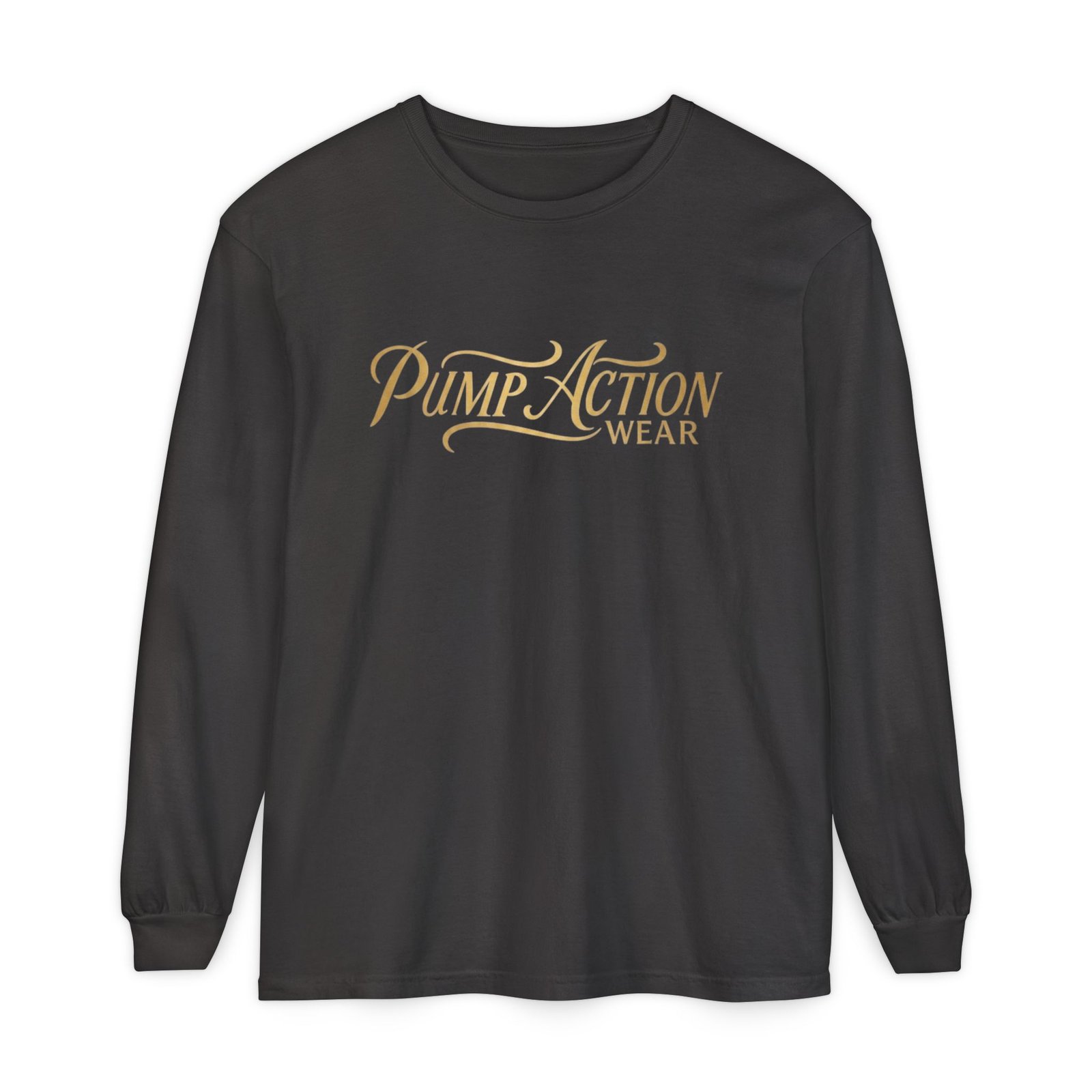 Pump Action Wear Long Sleeve Tee — Script Logo Graphic Shirt - Image 57