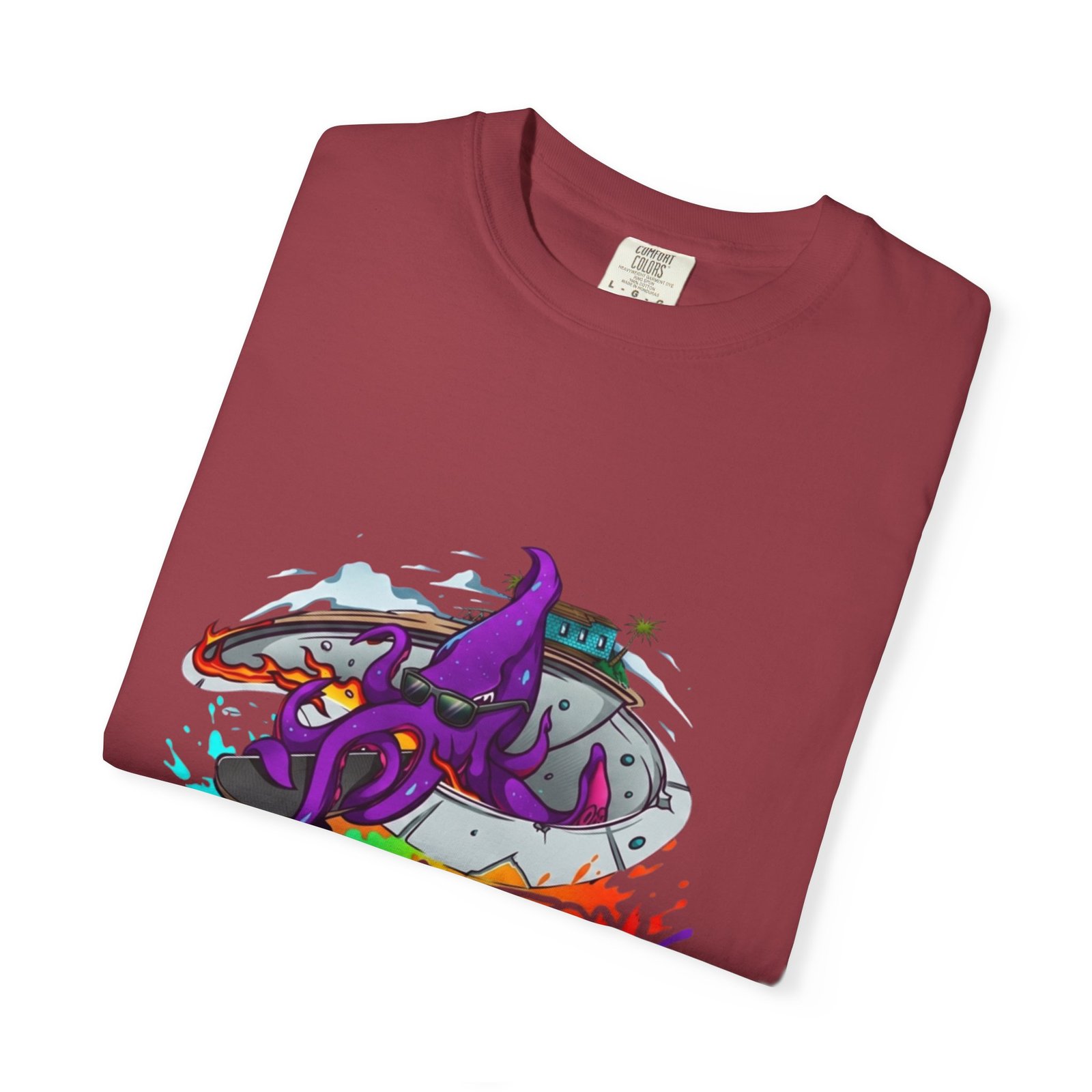 Octopus Graffiti T-Shirt — "Punk Action" Colorful Street Art Tee - Image 51