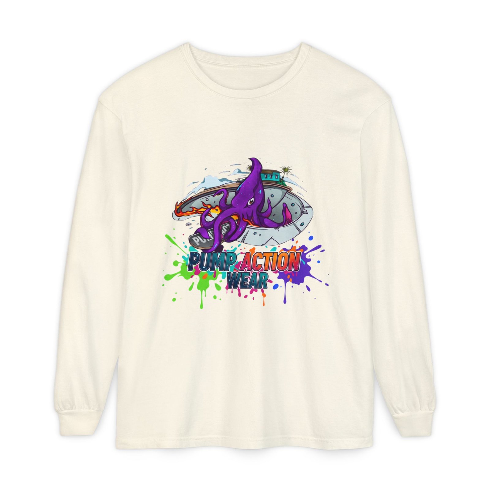 Action Octopus Long Sleeve Tee - "Pump Action Wear" Graphic Shirt - Image 17