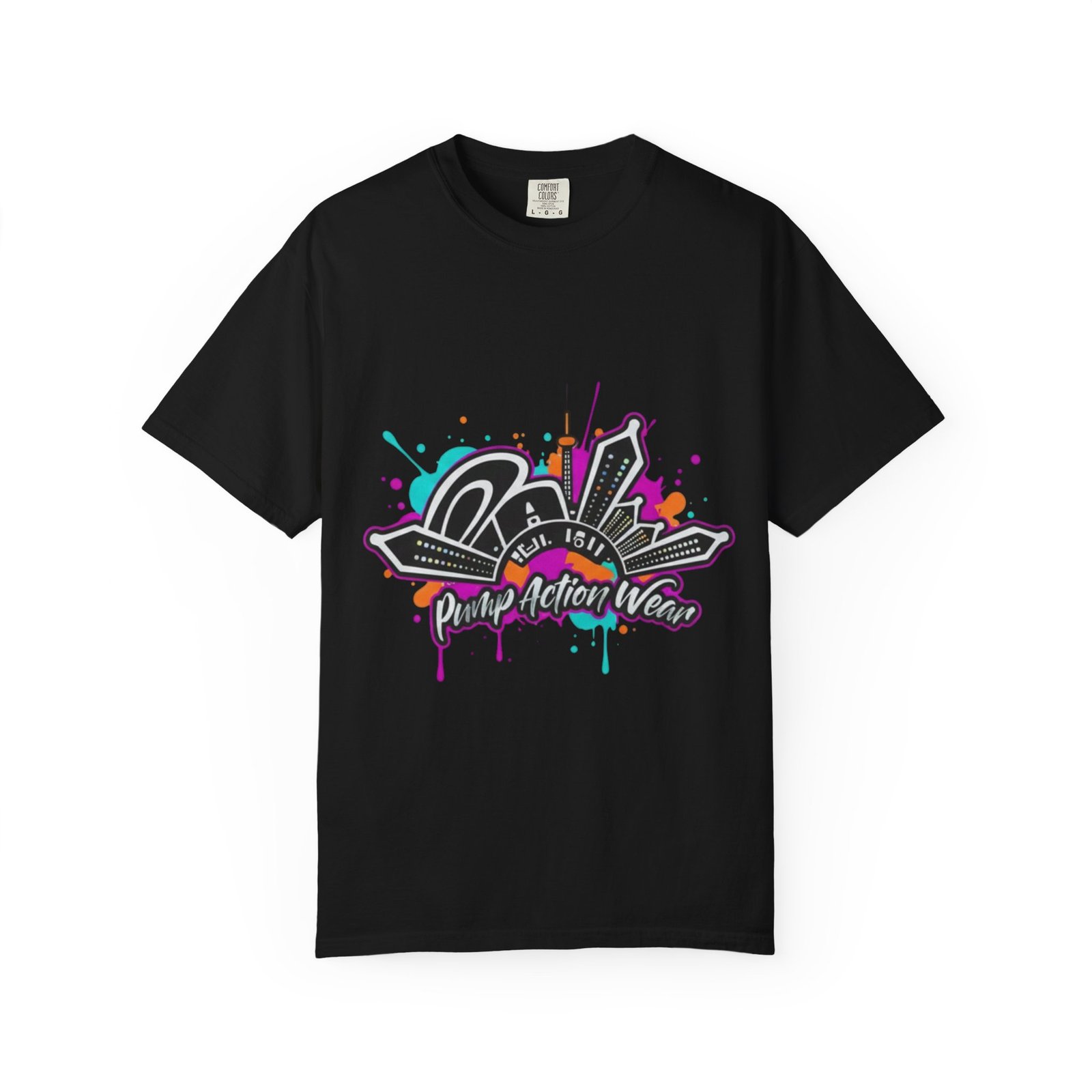 Graffiti Cityscape T-Shirt — Punk Action Wear Graphic Tee - Image 45