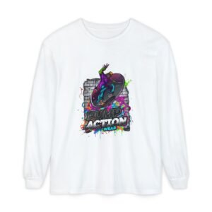 Skate Action Long Sleeve T-Shirt — Neon Skateboard Graphic