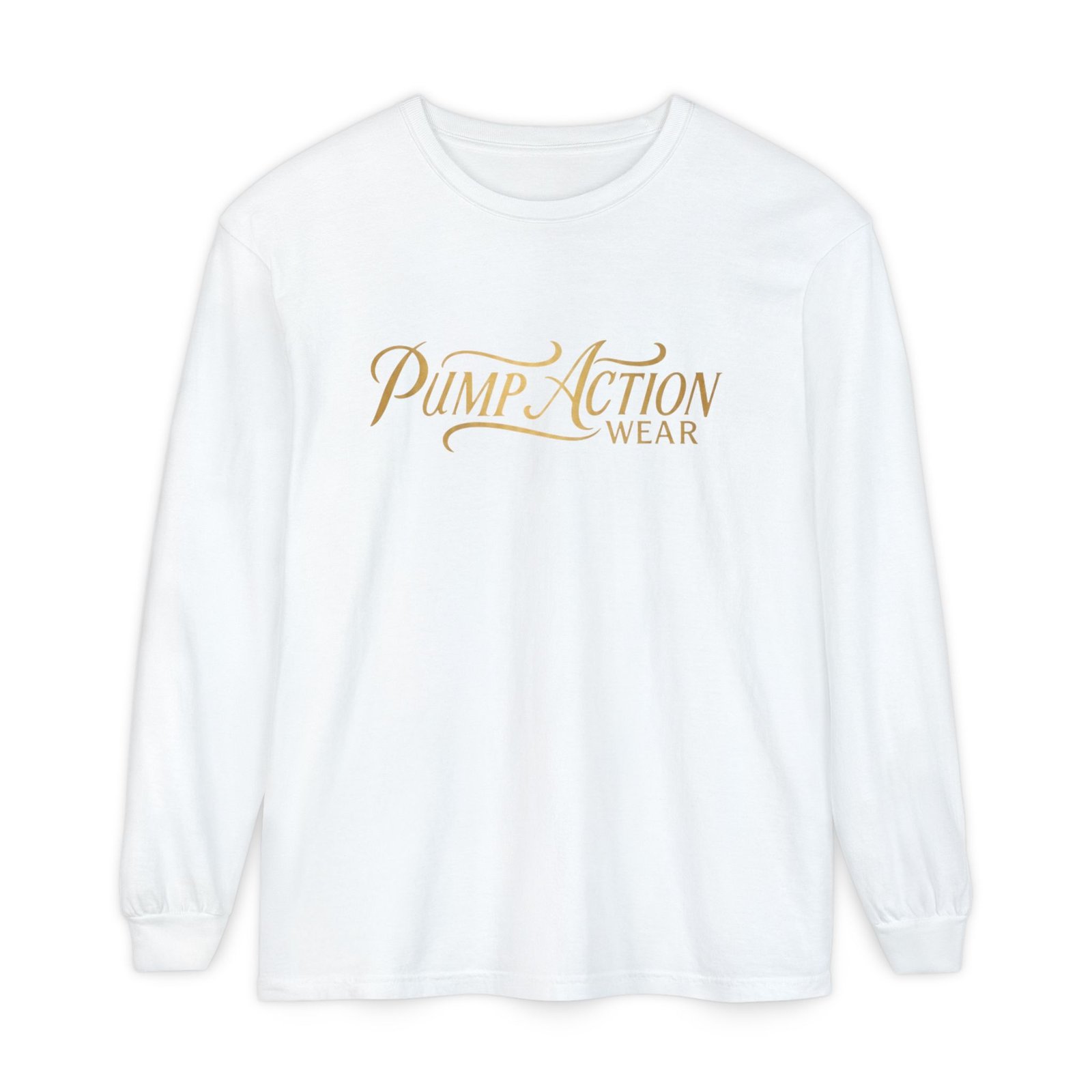 Pump Action Wear Long Sleeve Tee — Script Logo Graphic Shirt