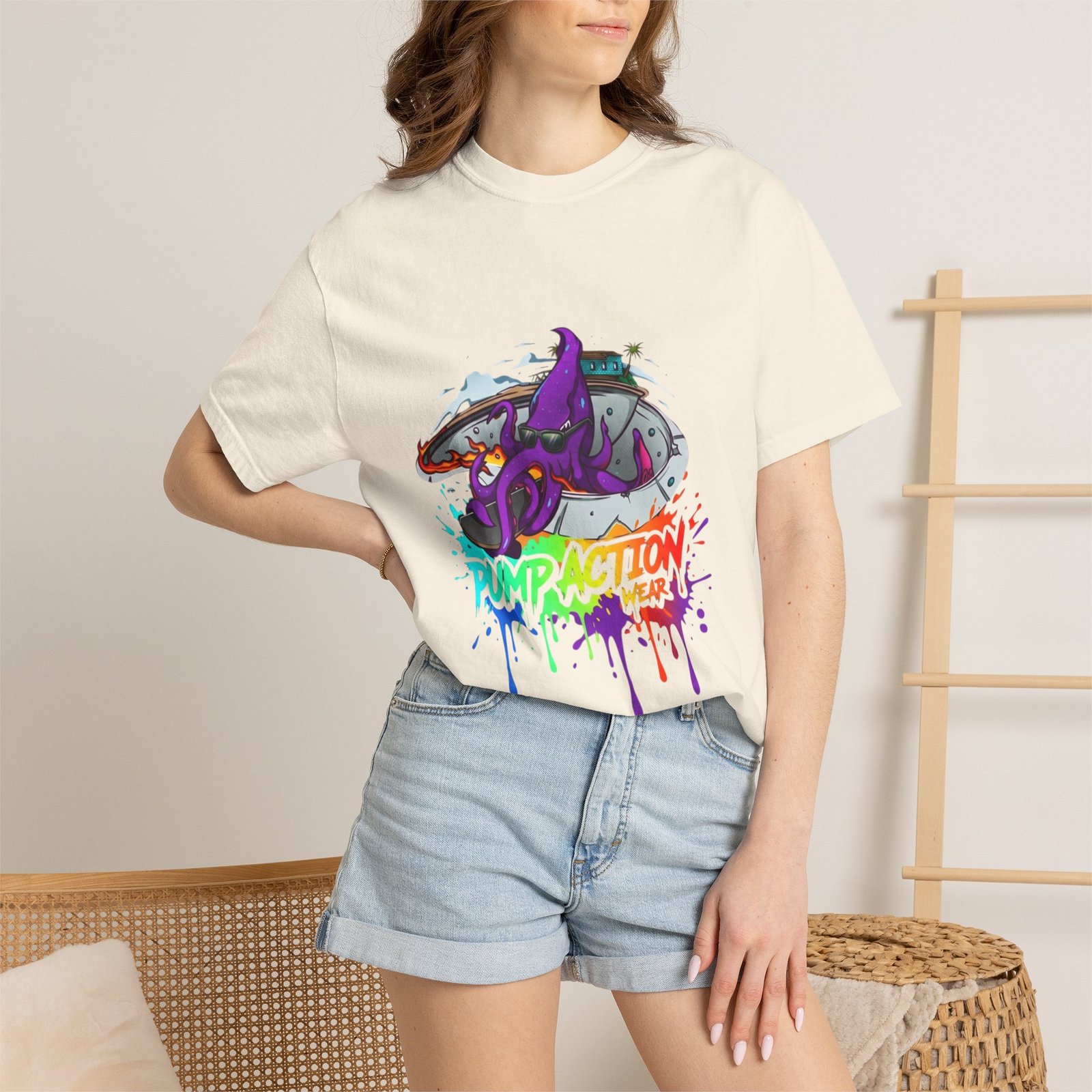 Octopus Graffiti T-Shirt — "Punk Action" Colorful Street Art Tee - Image 12