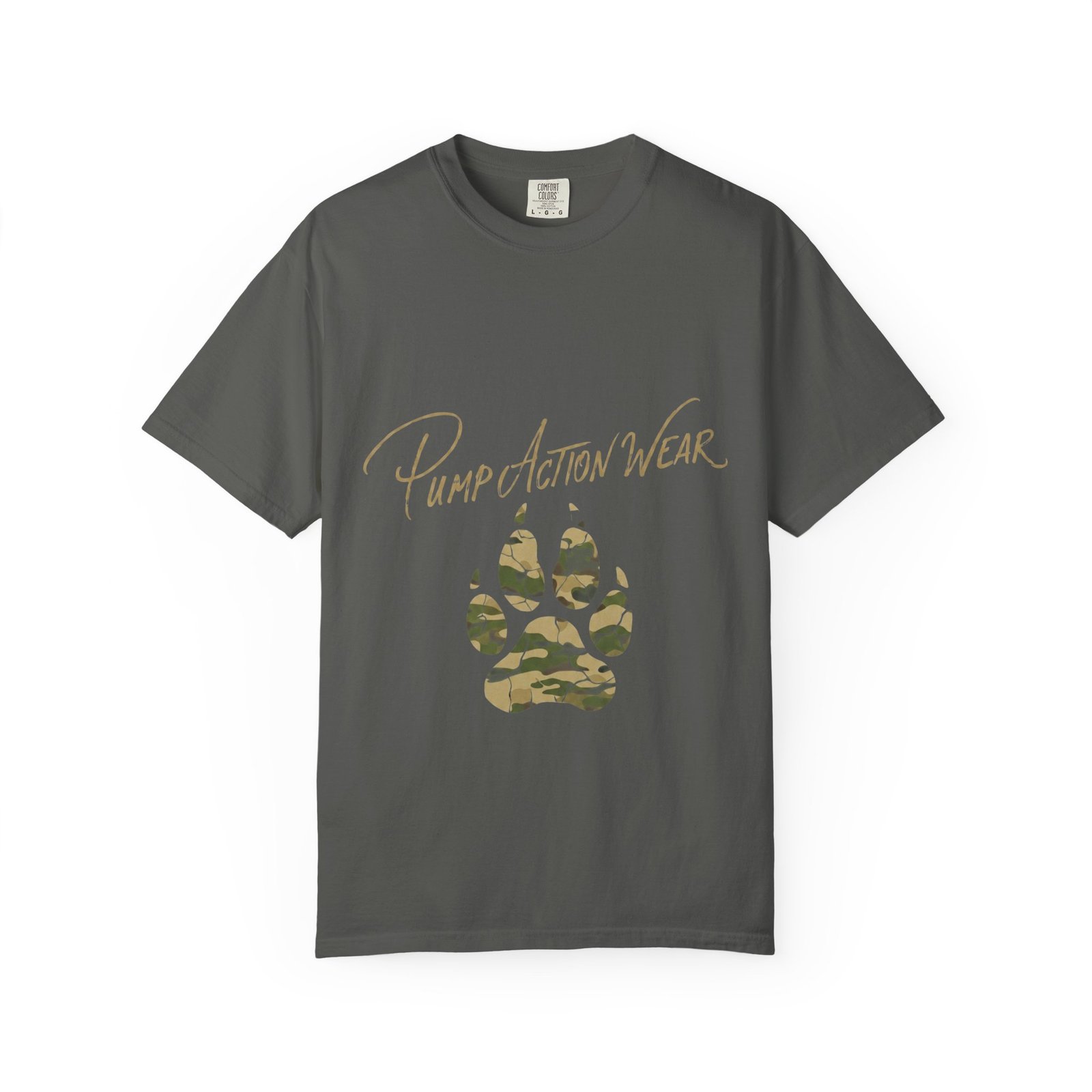 Paw Camo Tee — "Pump Action Wear" Graphic T-Shirt - Image 17
