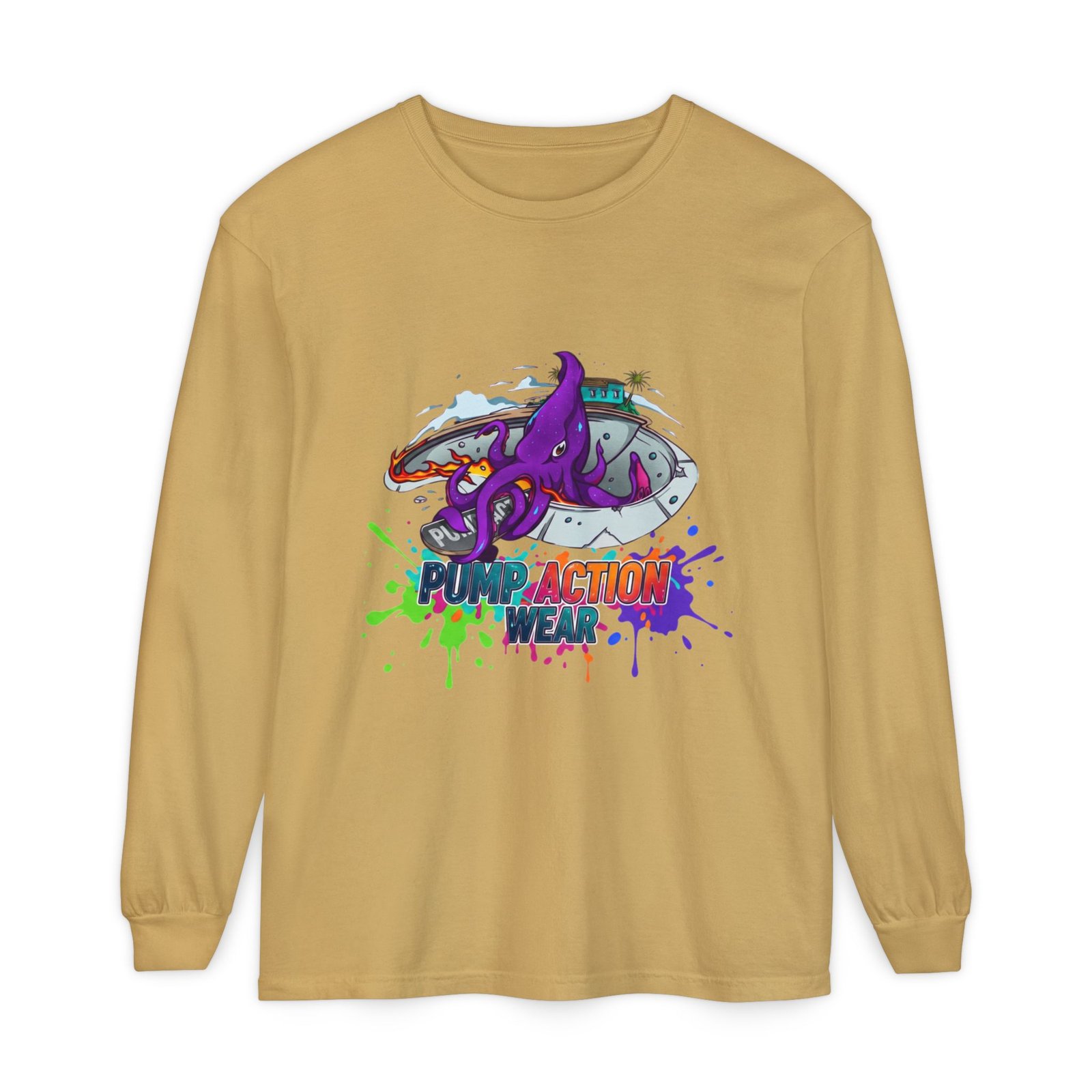 Action Octopus Long Sleeve Tee - "Pump Action Wear" Graphic Shirt - Image 21