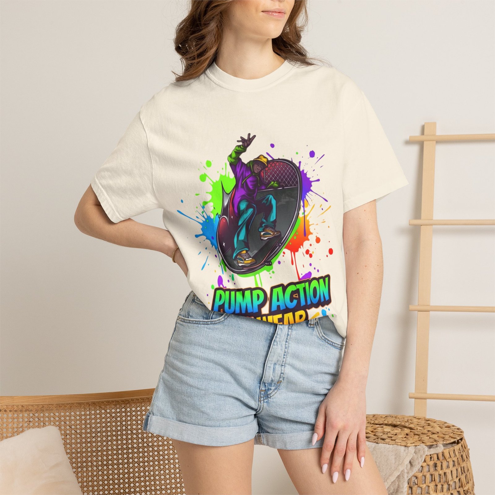 T-Shirt — 'Pump Action Wear' Colorful DJ Turntable Graphic Tee - Image 12