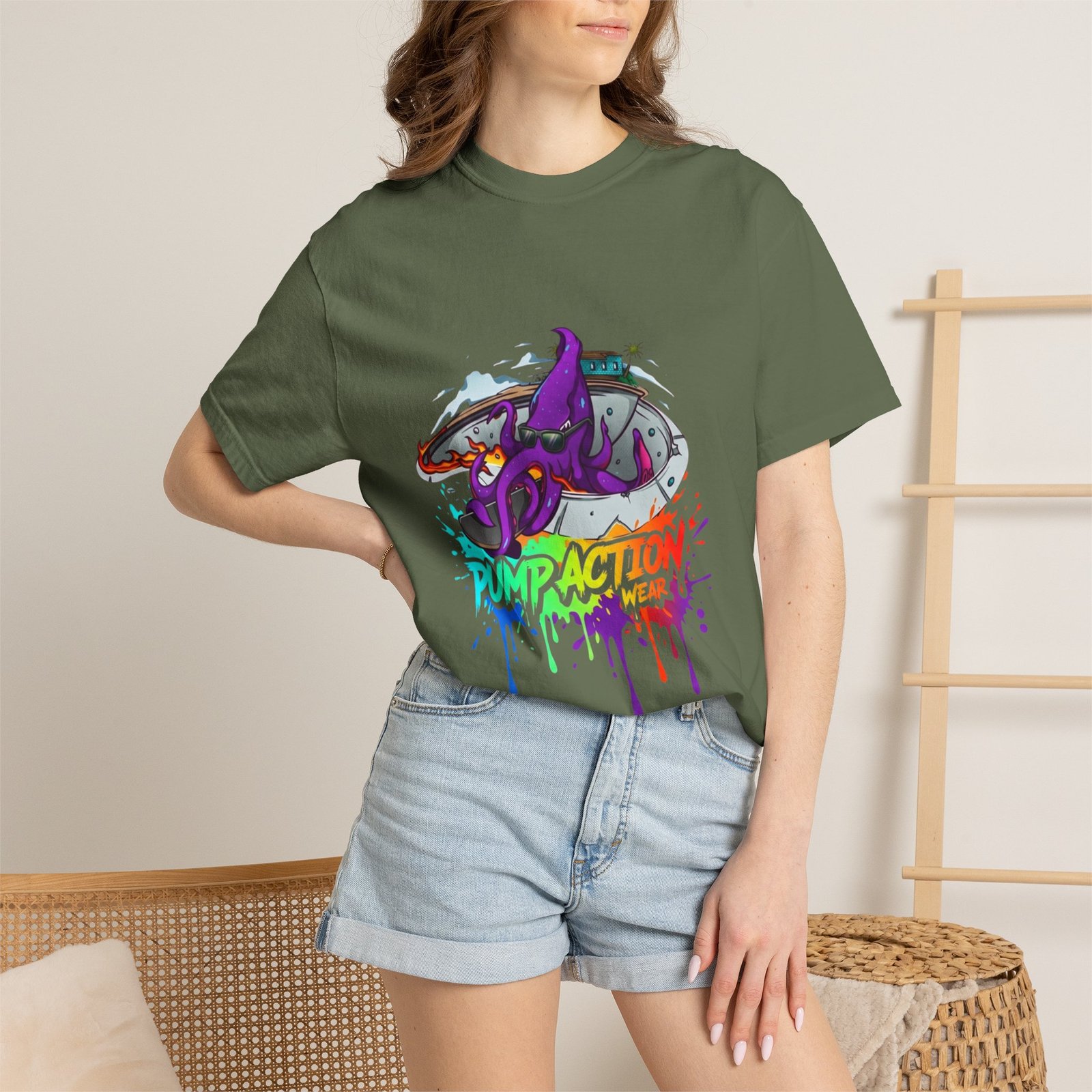Octopus Graffiti T-Shirt — "Punk Action" Colorful Street Art Tee - Image 28