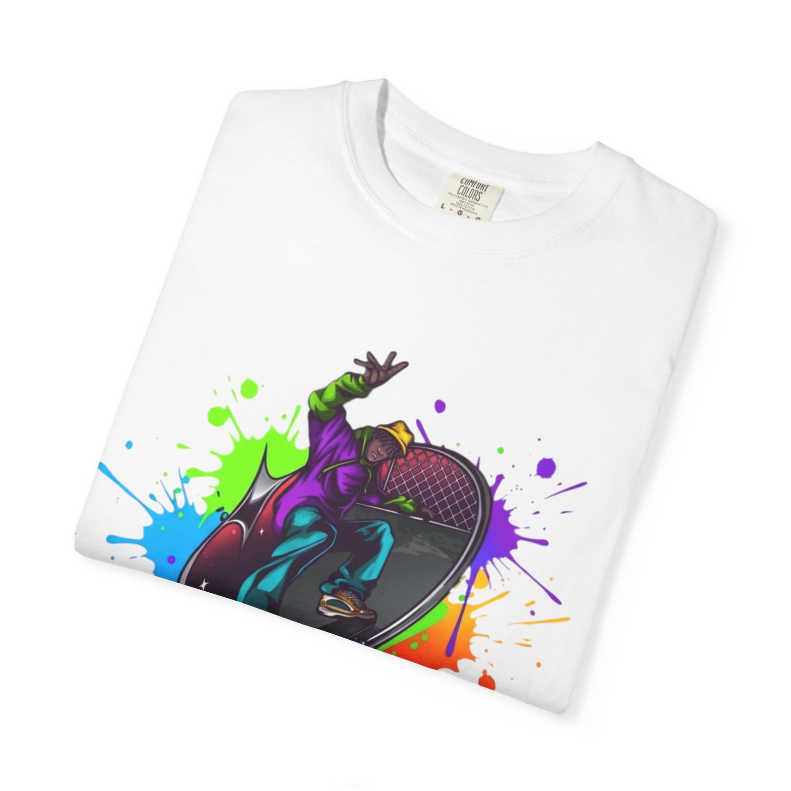 T-Shirt — 'Pump Action Wear' Colorful DJ Turntable Graphic Tee - Image 3