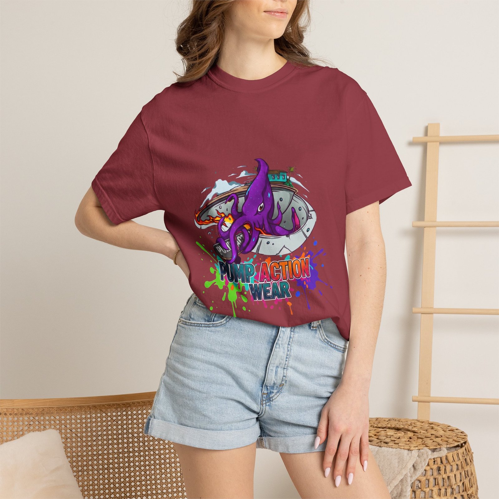 Octopus Paint Splash T-Shirt — "Full Action Wear" Graphic Tee - Image 40