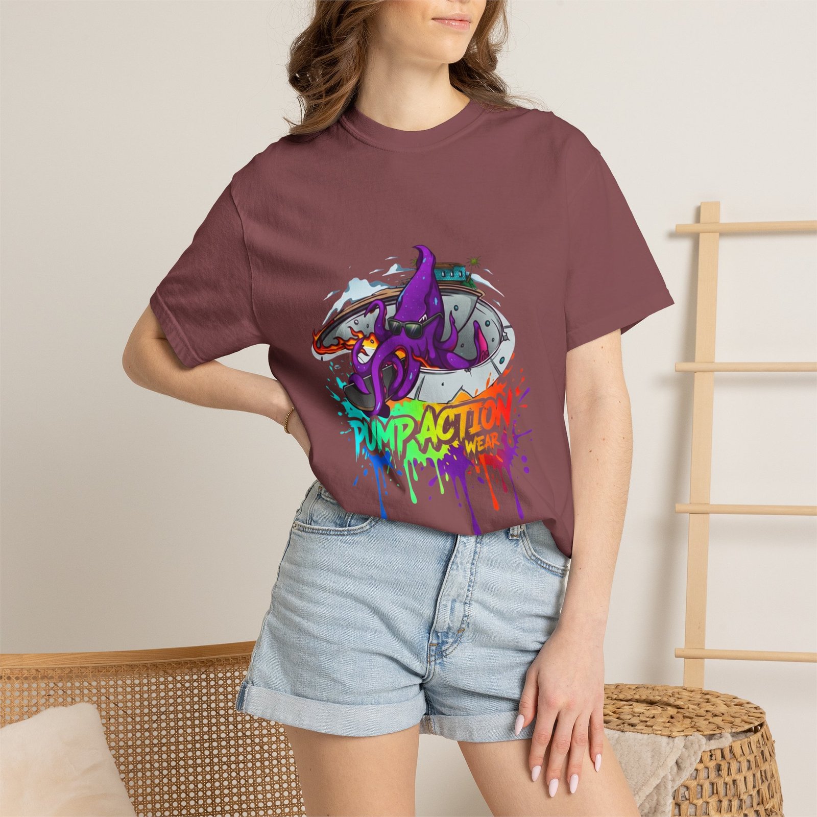 Octopus Graffiti T-Shirt — "Punk Action" Colorful Street Art Tee - Image 8