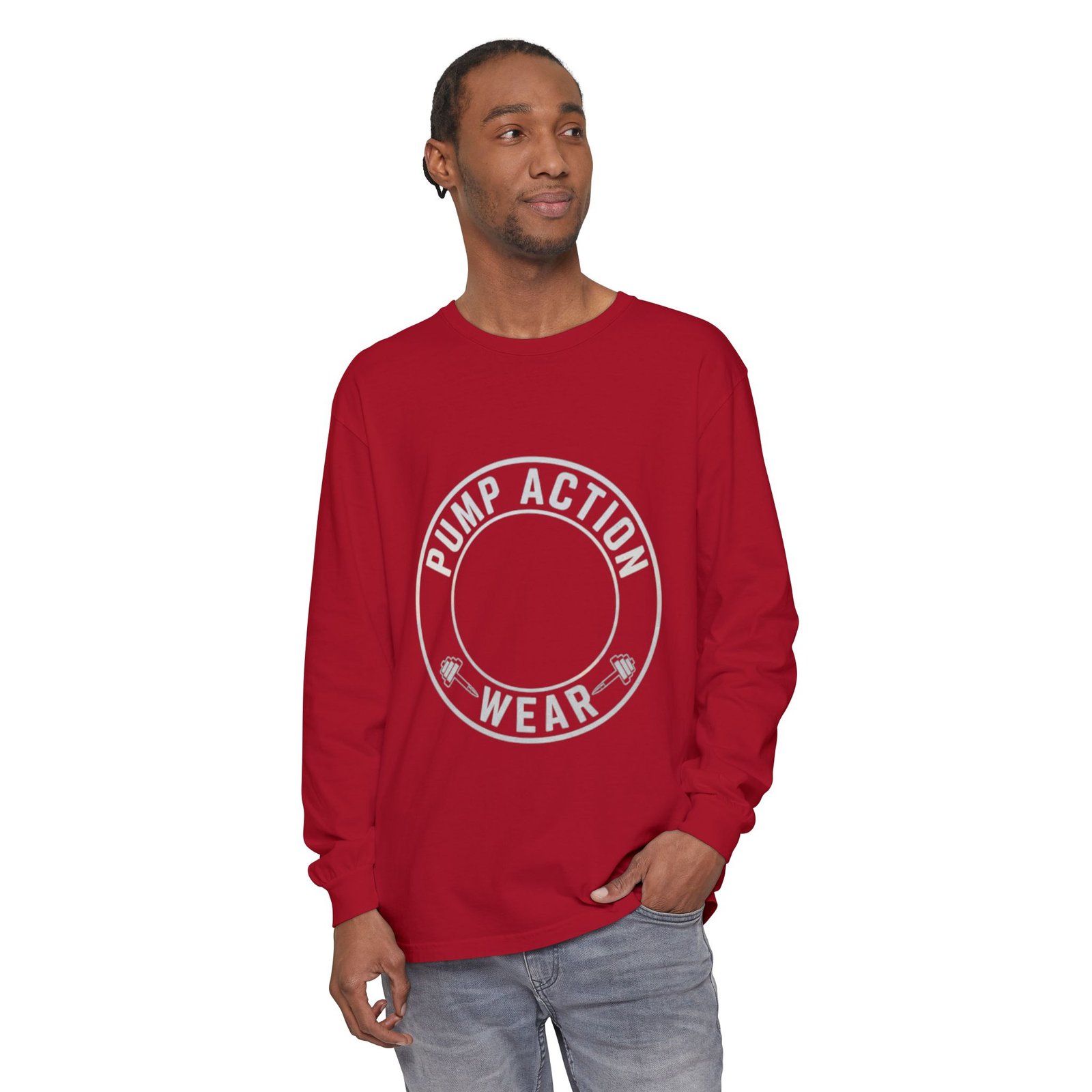 Pump Action Wear Long Sleeve Tee — Minimal Logo Casual Shirt - Image 67