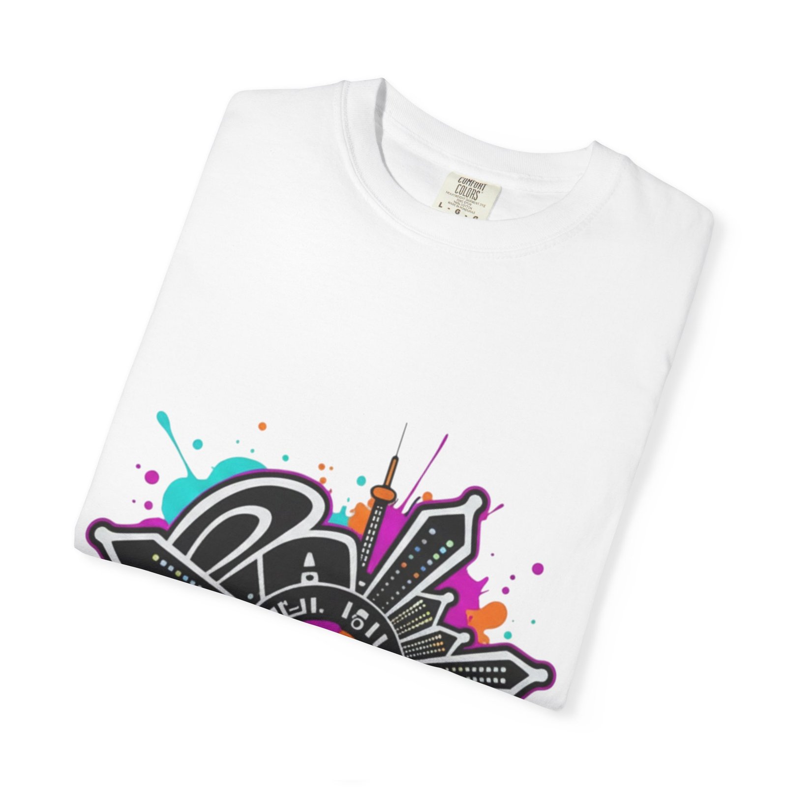 Graffiti Cityscape T-Shirt — Punk Action Wear Graphic Tee - Image 3
