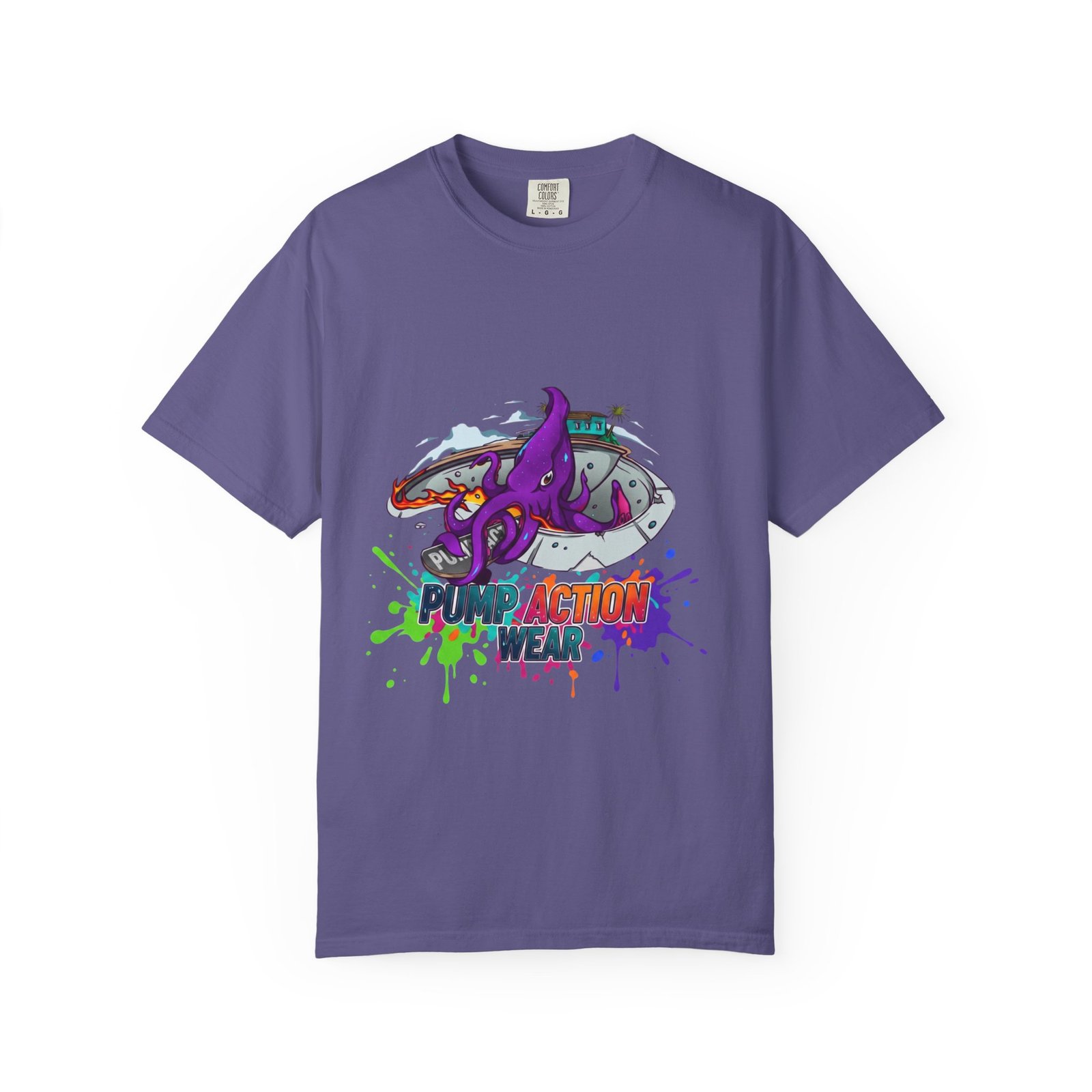 Octopus Paint Splash T-Shirt — "Full Action Wear" Graphic Tee - Image 49