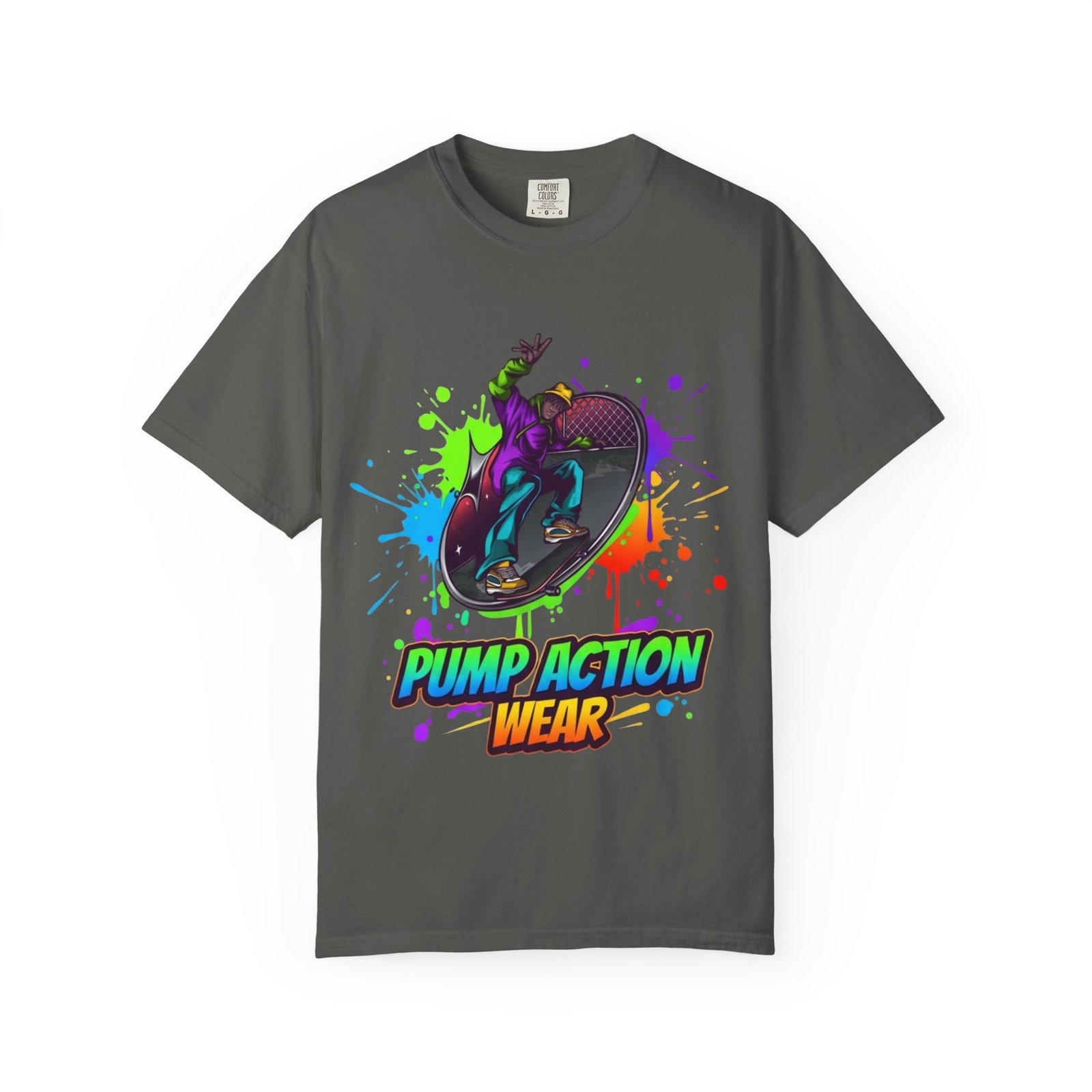 T-Shirt — 'Pump Action Wear' Colorful DJ Turntable Graphic Tee - Image 17