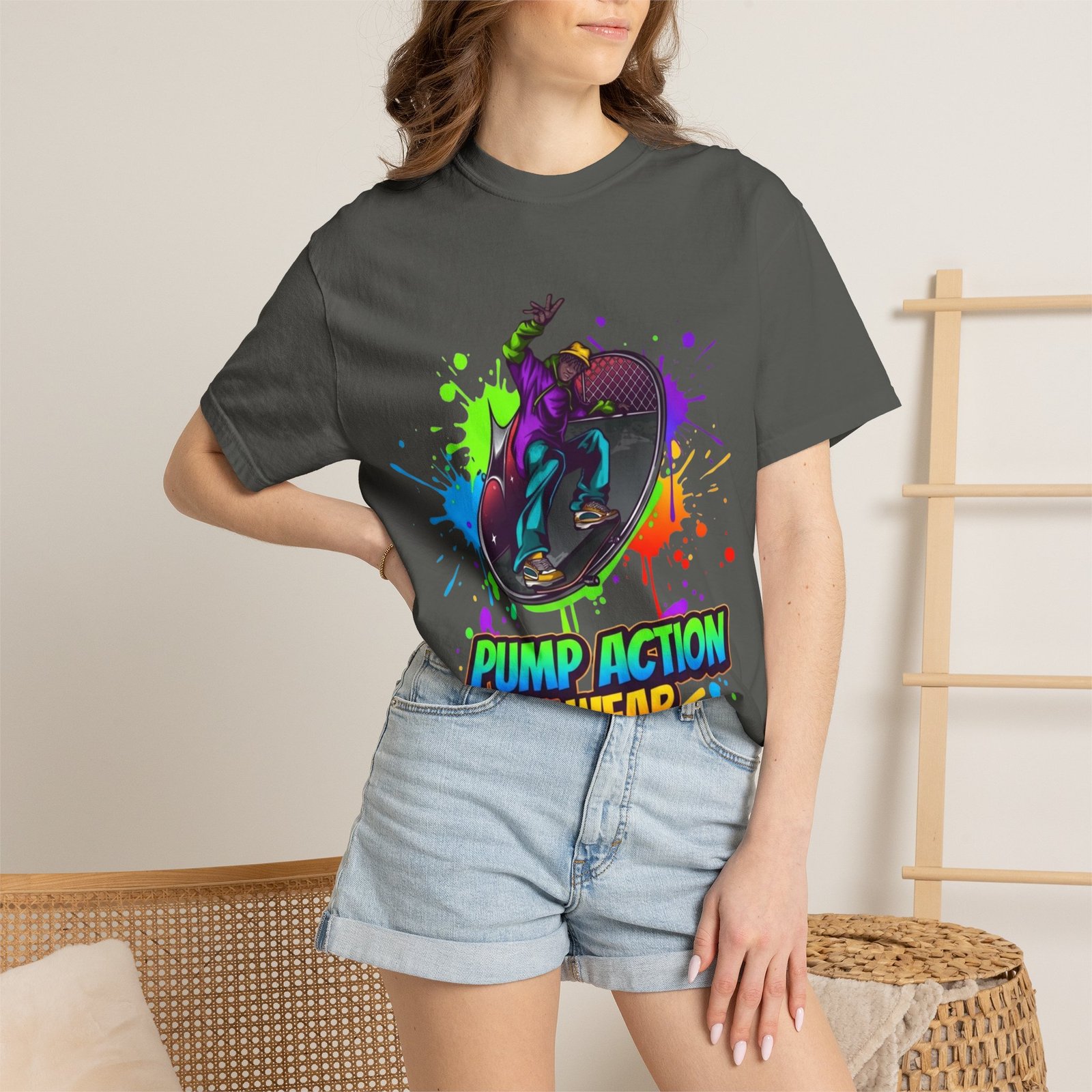 T-Shirt — 'Pump Action Wear' Colorful DJ Turntable Graphic Tee - Image 20