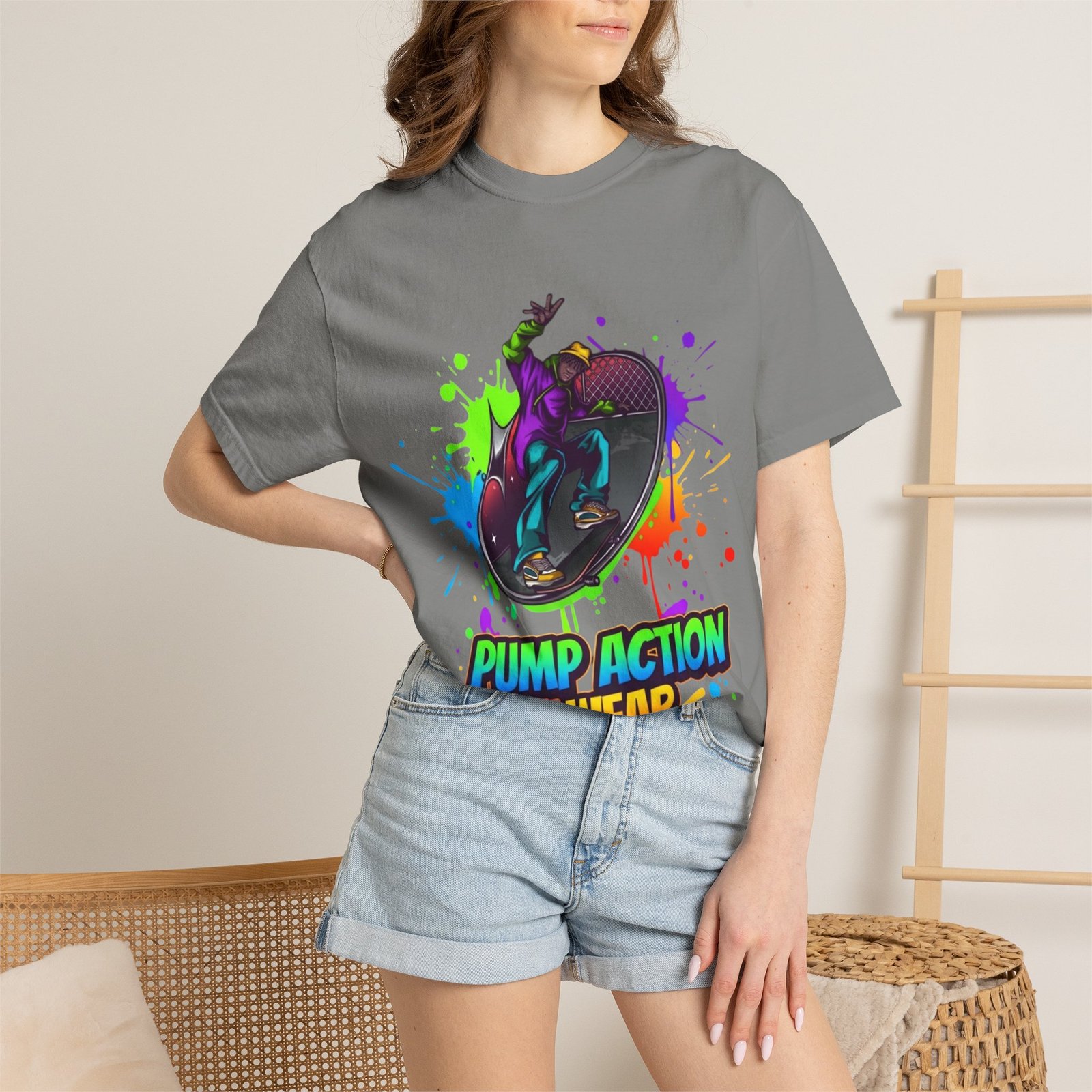 T-Shirt — 'Pump Action Wear' Colorful DJ Turntable Graphic Tee - Image 36