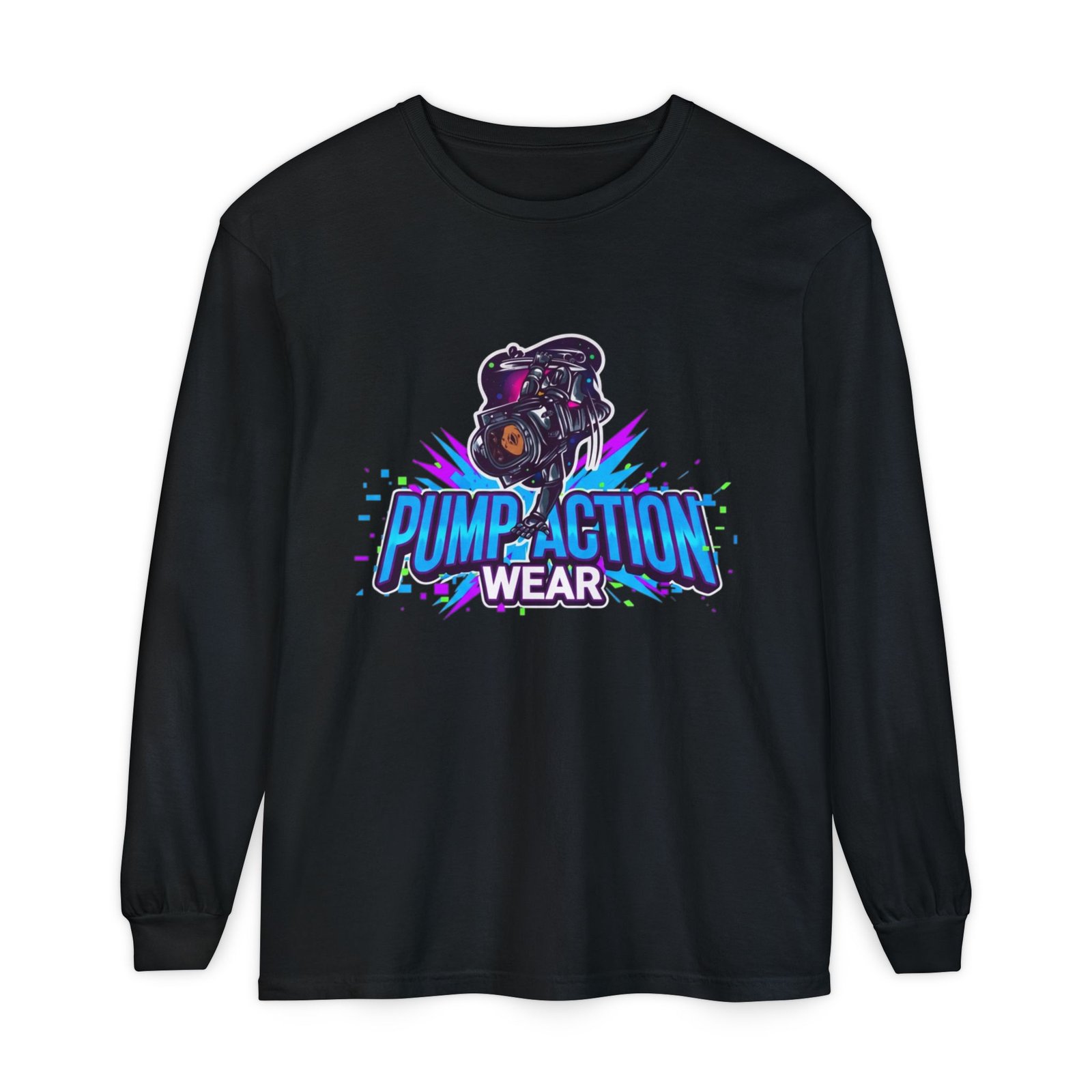Pump Action Wear Long Sleeve T‑Shirt — Graphic Gun Logo Streetwear - Image 57