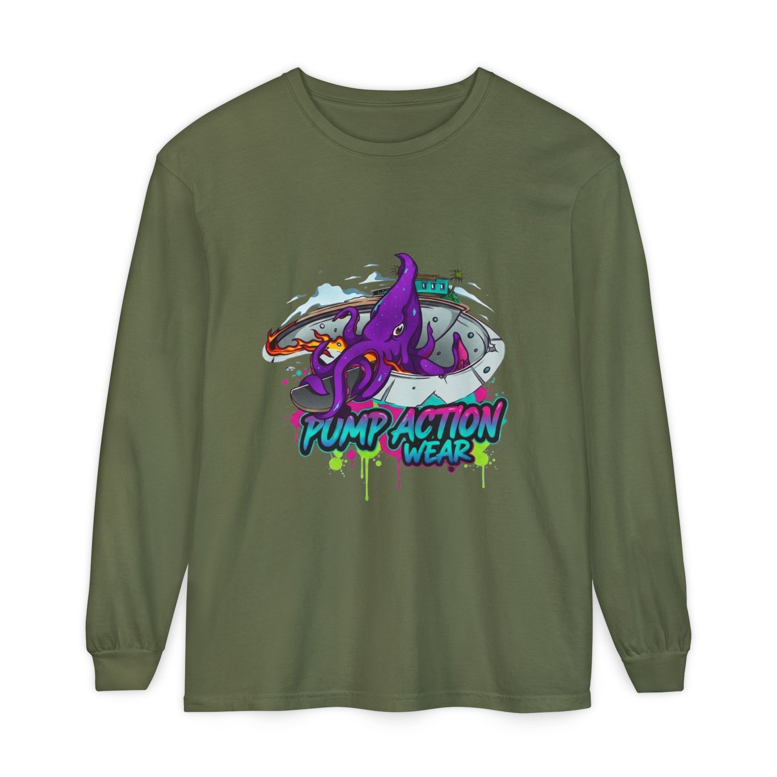 Octopus Skate Graphic Long Sleeve Tee - Image 41