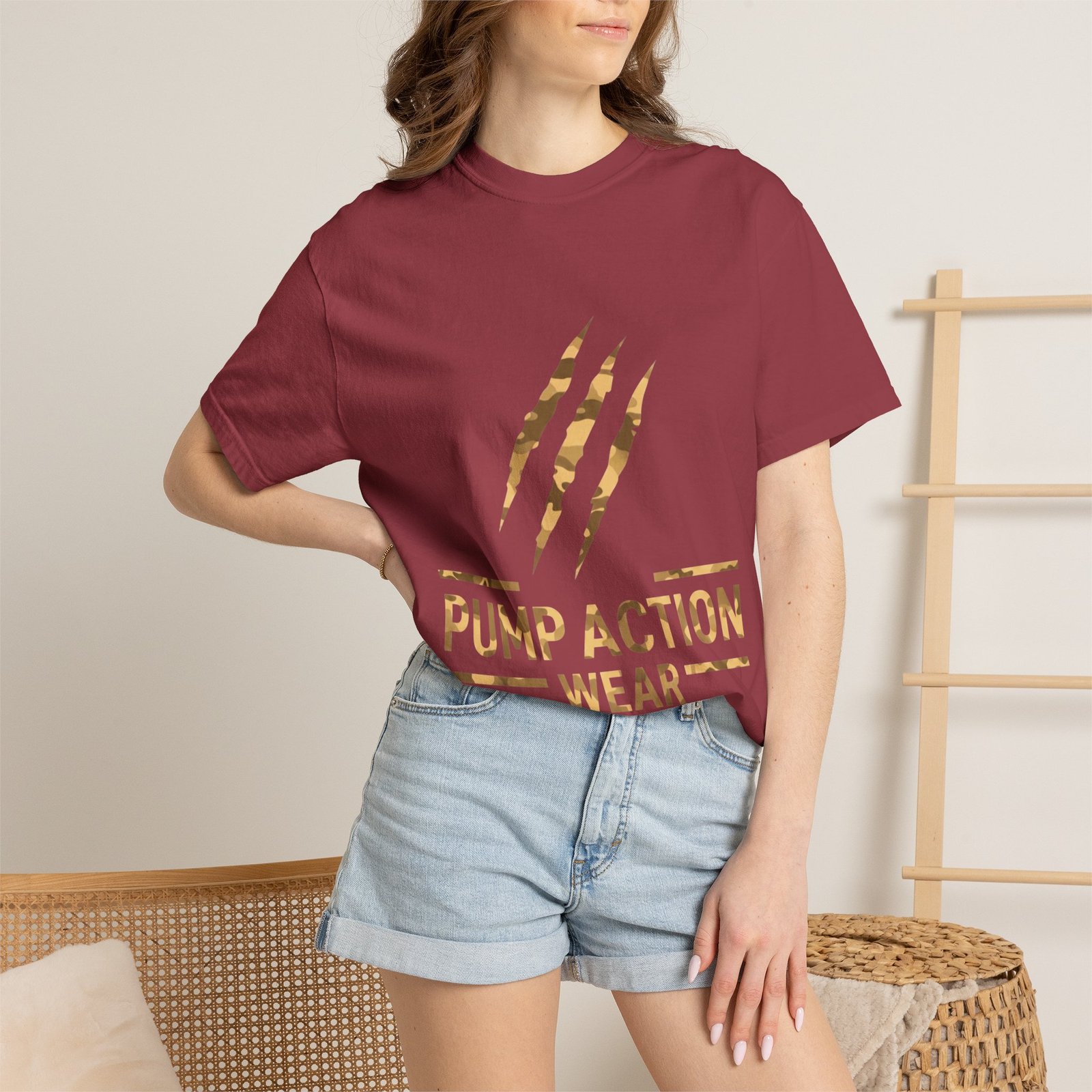 Pump Action Wear Graphic T-Shirt — Distressed Claw Logo Fitness Tee - Image 52