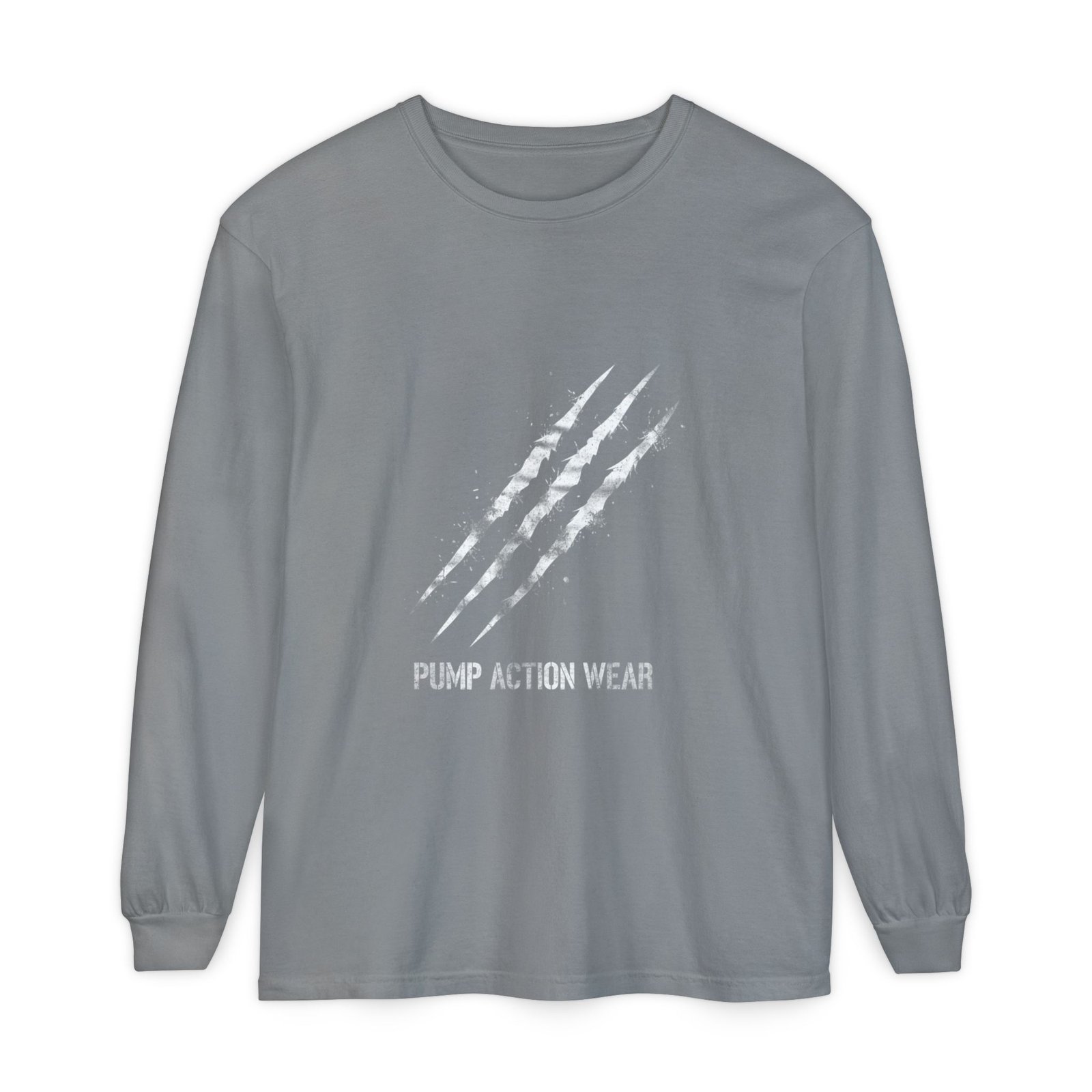 Garment-Dyed Long Sleeve Tee — 'Pure Action Wear' Distressed Claw Graphic - Image 37