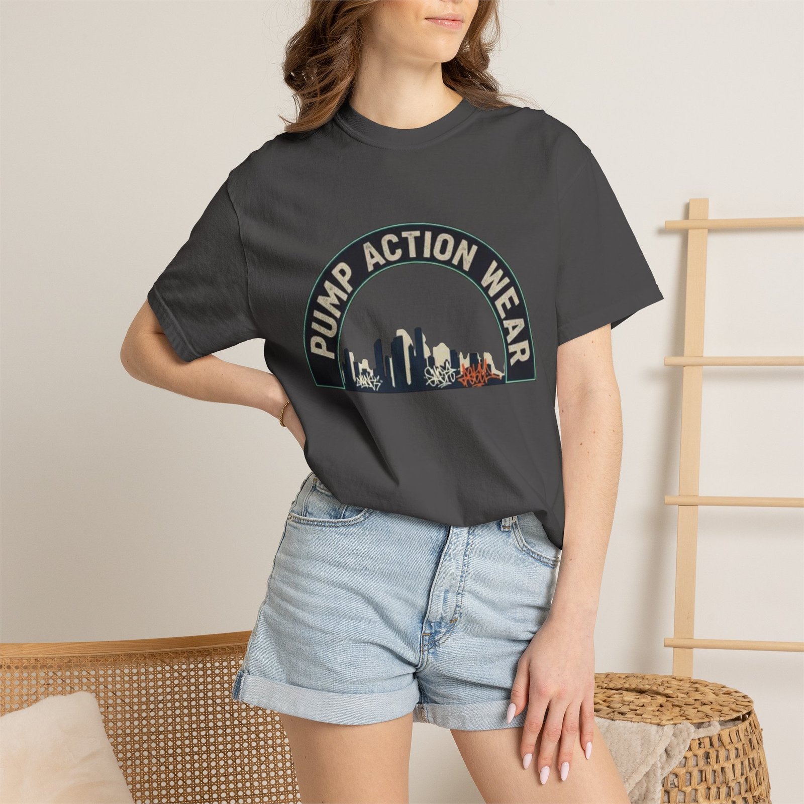 Pump Action Wear Skyline T-Shirt — Urban Retro Graphic Tee - Image 44