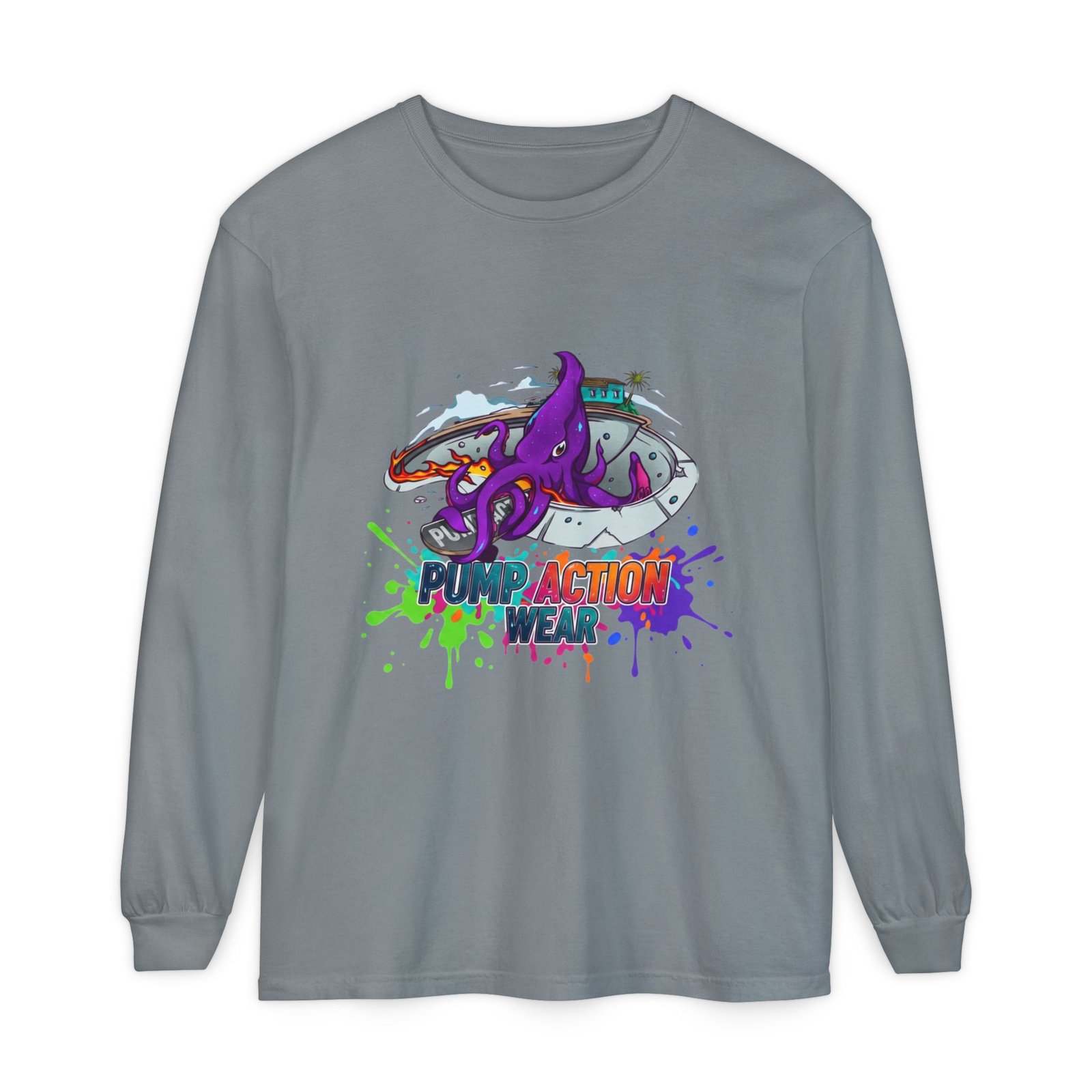 Action Octopus Long Sleeve Tee - "Pump Action Wear" Graphic Shirt - Image 49