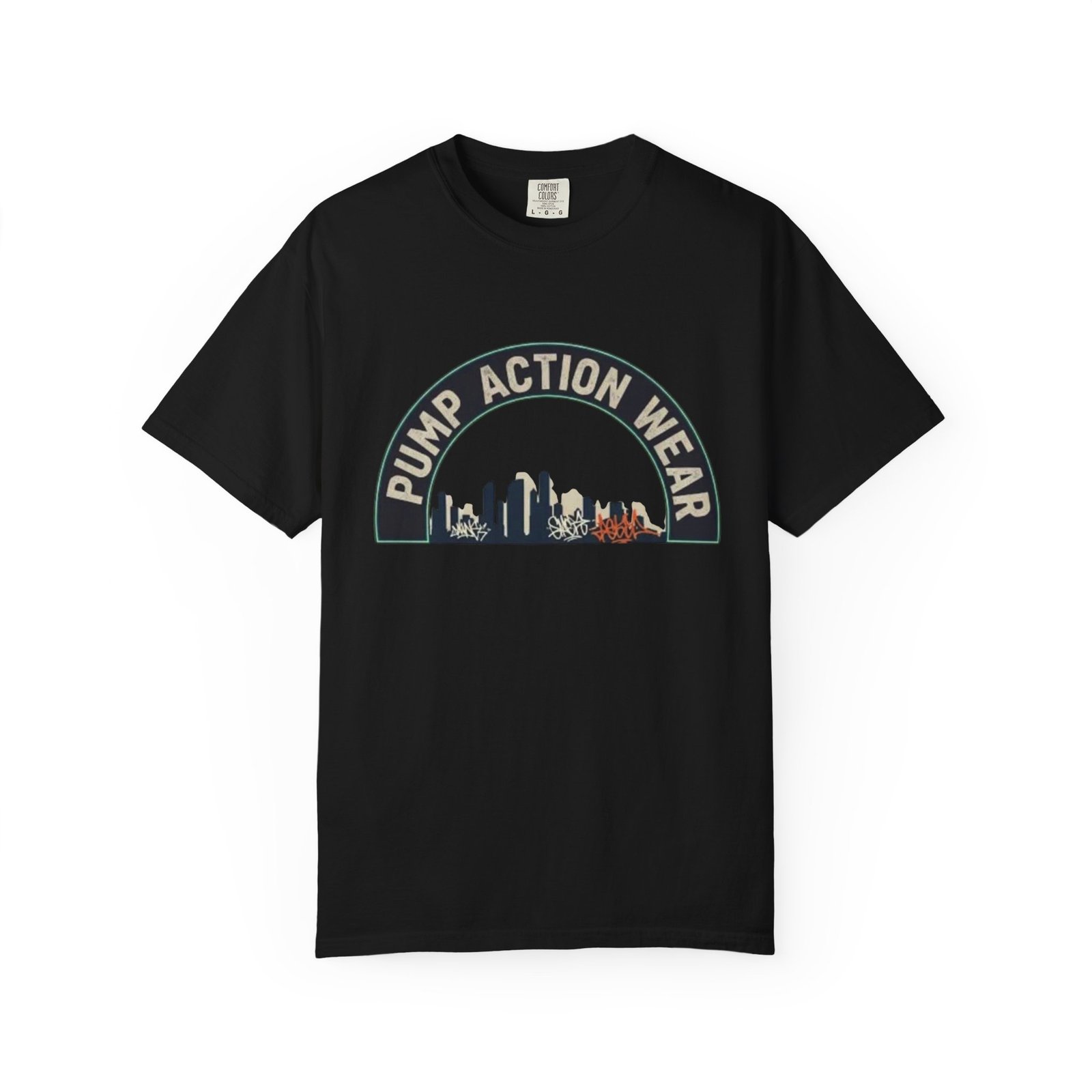 Pump Action Wear Skyline T-Shirt — Urban Retro Graphic Tee - Image 45