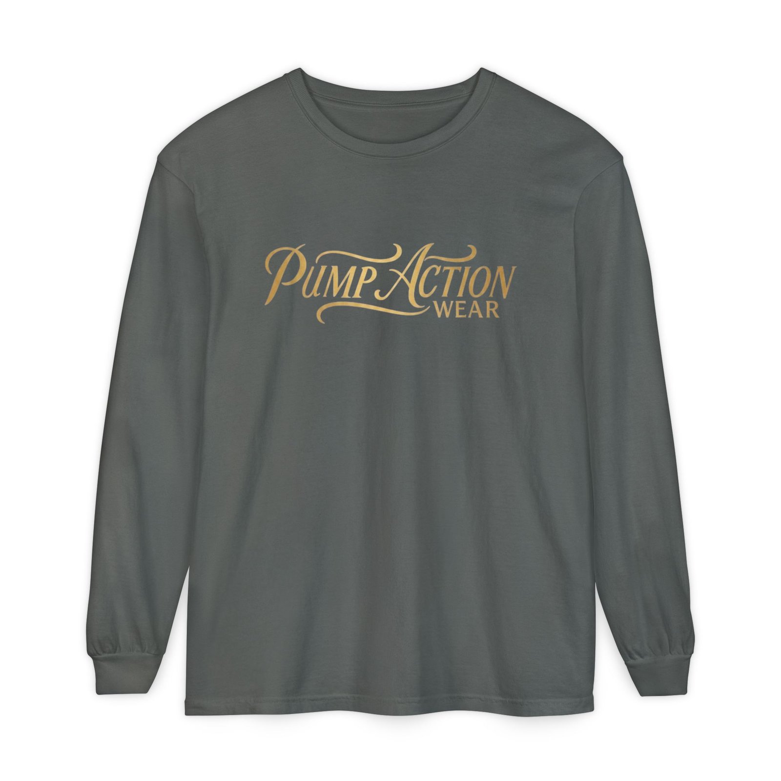 Pump Action Wear Long Sleeve Tee — Script Logo Graphic Shirt - Image 37