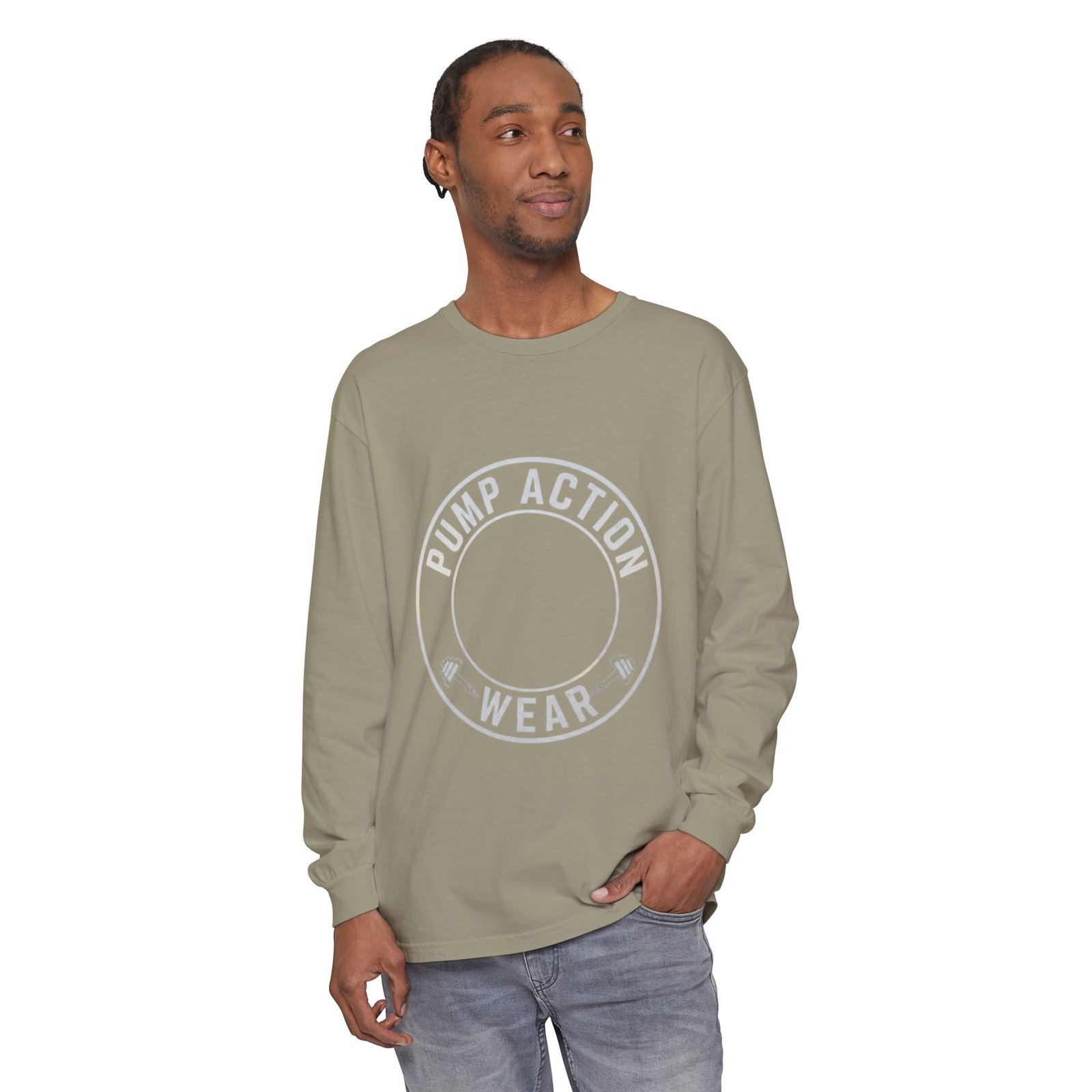 Pump Action Wear Long Sleeve Tee — Minimal Logo Casual Shirt - Image 35