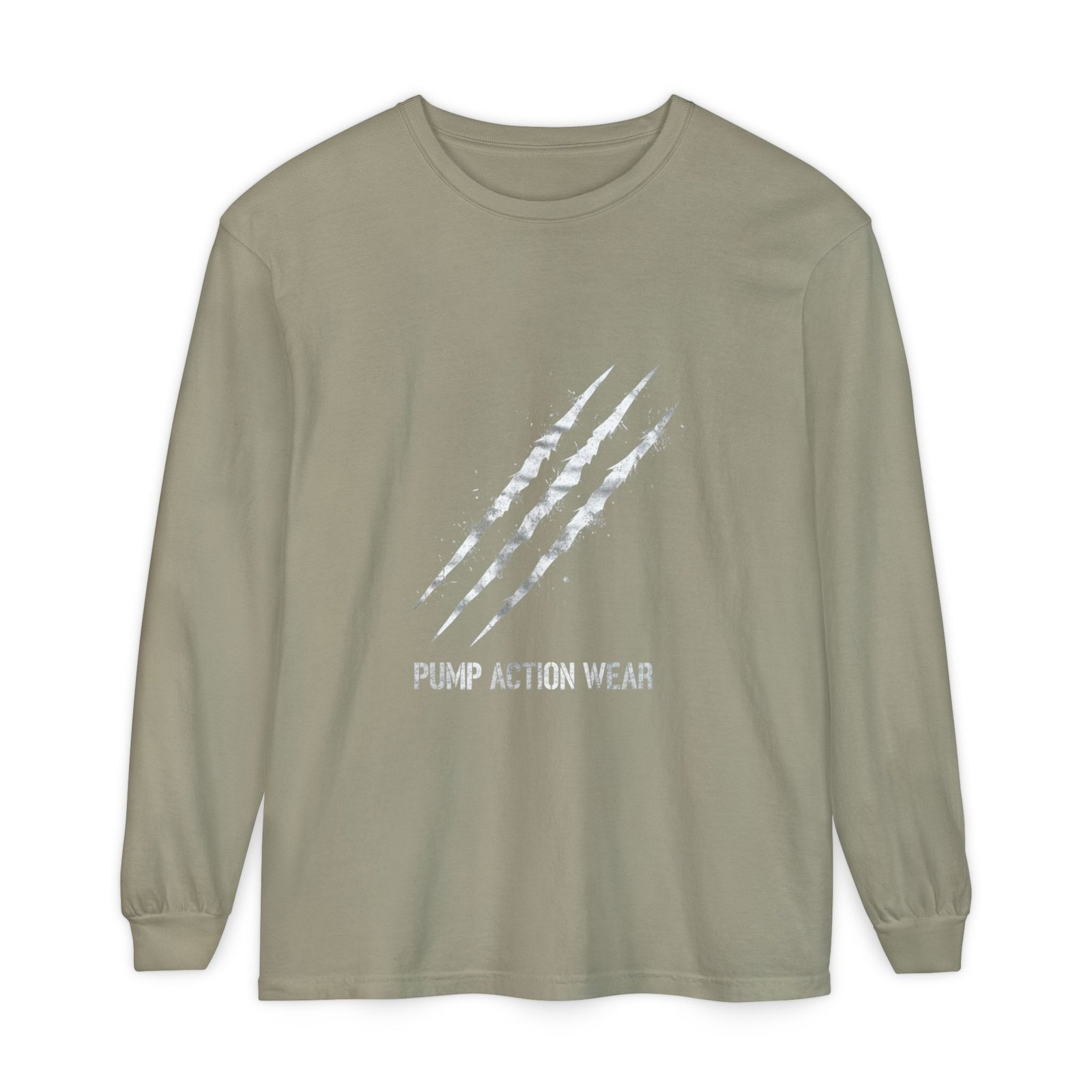 Garment-Dyed Long Sleeve Tee — 'Pure Action Wear' Distressed Claw Graphic - Image 29