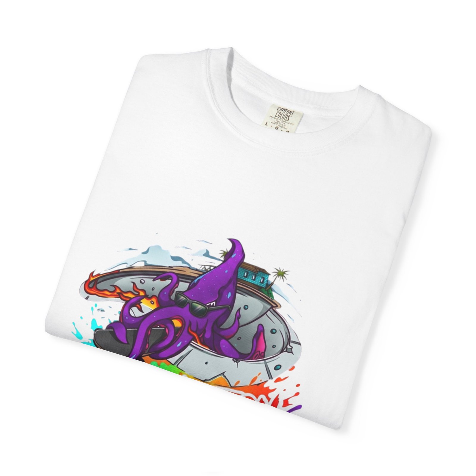 Octopus Graffiti T-Shirt — "Punk Action" Colorful Street Art Tee - Image 3