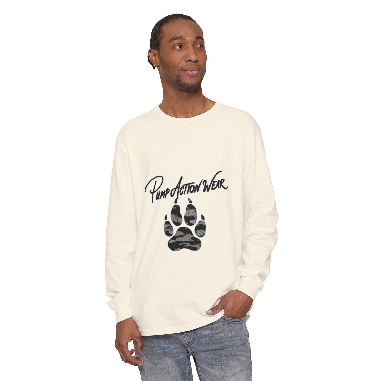 Long Sleeve T-Shirt — "Pump Action Wear" Paw Print Graphic - Image 19