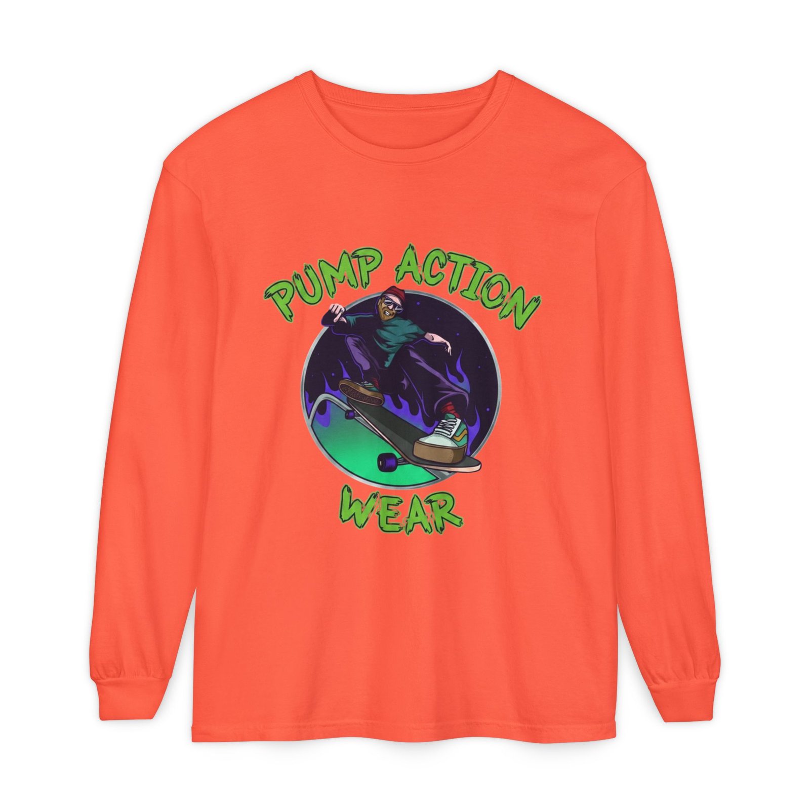 Skateboarder Graphic Long Sleeve Tee — "Pump Action Wear" - Image 9