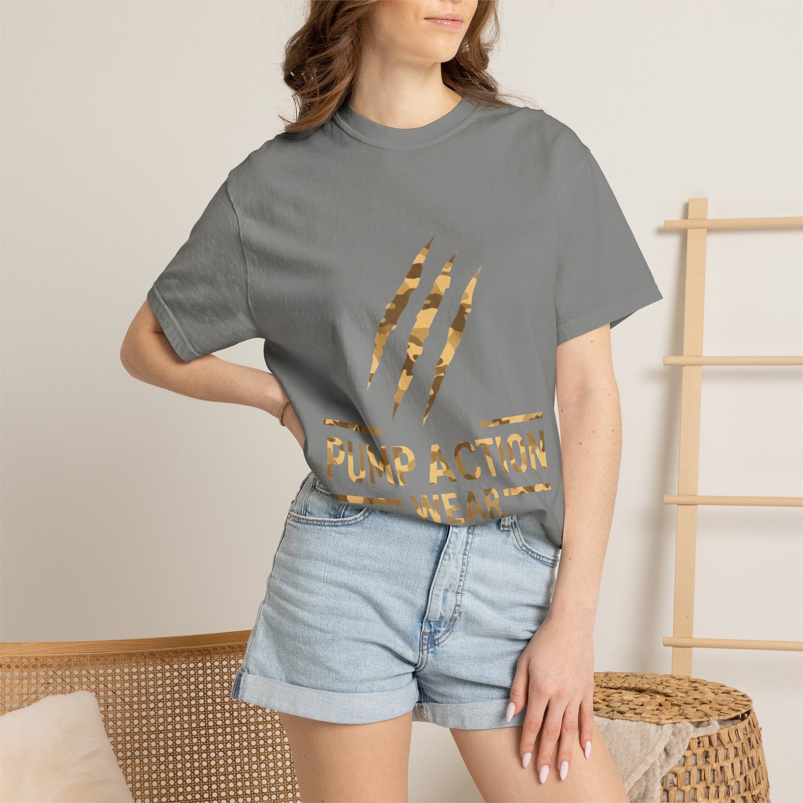 Pump Action Wear Graphic T-Shirt — Distressed Claw Logo Fitness Tee - Image 36