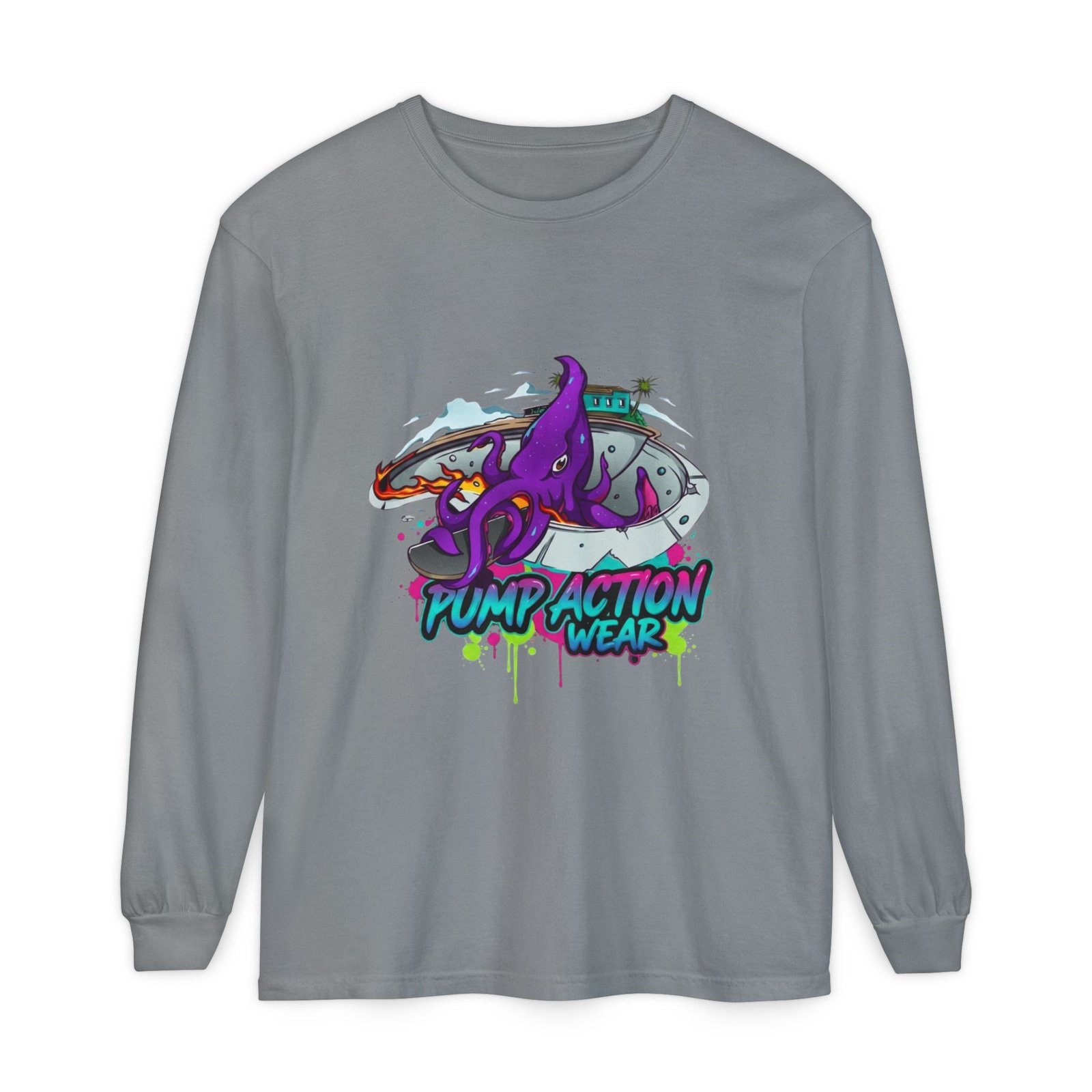 Octopus Skate Graphic Long Sleeve Tee - Image 37