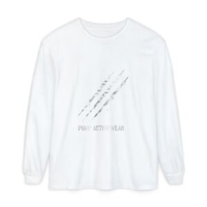 Garment-Dyed Long Sleeve Tee — 'Pure Action Wear' Distressed Claw Graphic